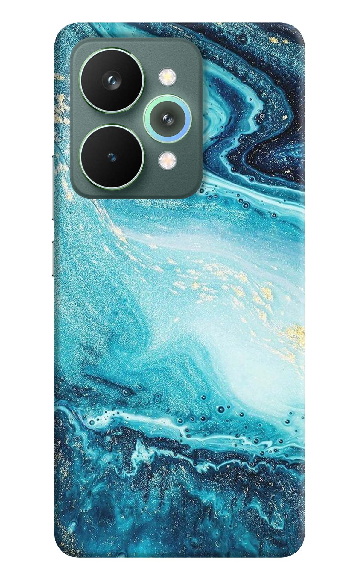 Blue Glitter Marble Realme 15 Pro Back Cover - Blue Glitter Marble Realme 15 Pro Hard Case Back Cover by Casekaro Blue Glitter Marble Realme 15 Pro Hard Case Back Cover by Casekaro