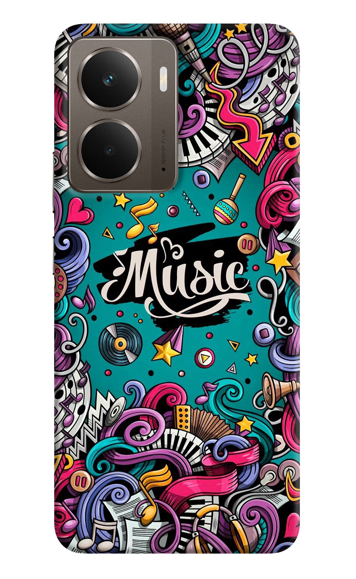 Music Graffiti Realme P3 Back Cover - Music Graffiti Realme P3 Hard Case Back Cover by Casekaro Music Graffiti Realme P3 Hard Case Back Cover by Casekaro