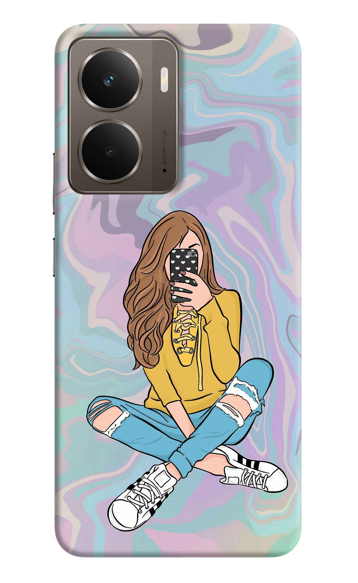 Selfie Girl Realme P3 Back Cover - Selfie Girl Realme P3 Hard Case Back Cover by Casekaro Selfie Girl Realme P3 Hard Case Back Cover by Casekaro