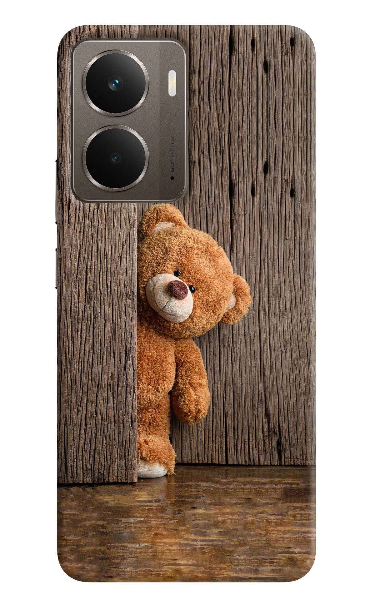 Teddy Wooden Realme P3 Back Cover - Teddy Wooden Realme P3 Hard Case Back Cover by Casekaro Teddy Wooden Realme P3 Hard Case Back Cover by Casekaro