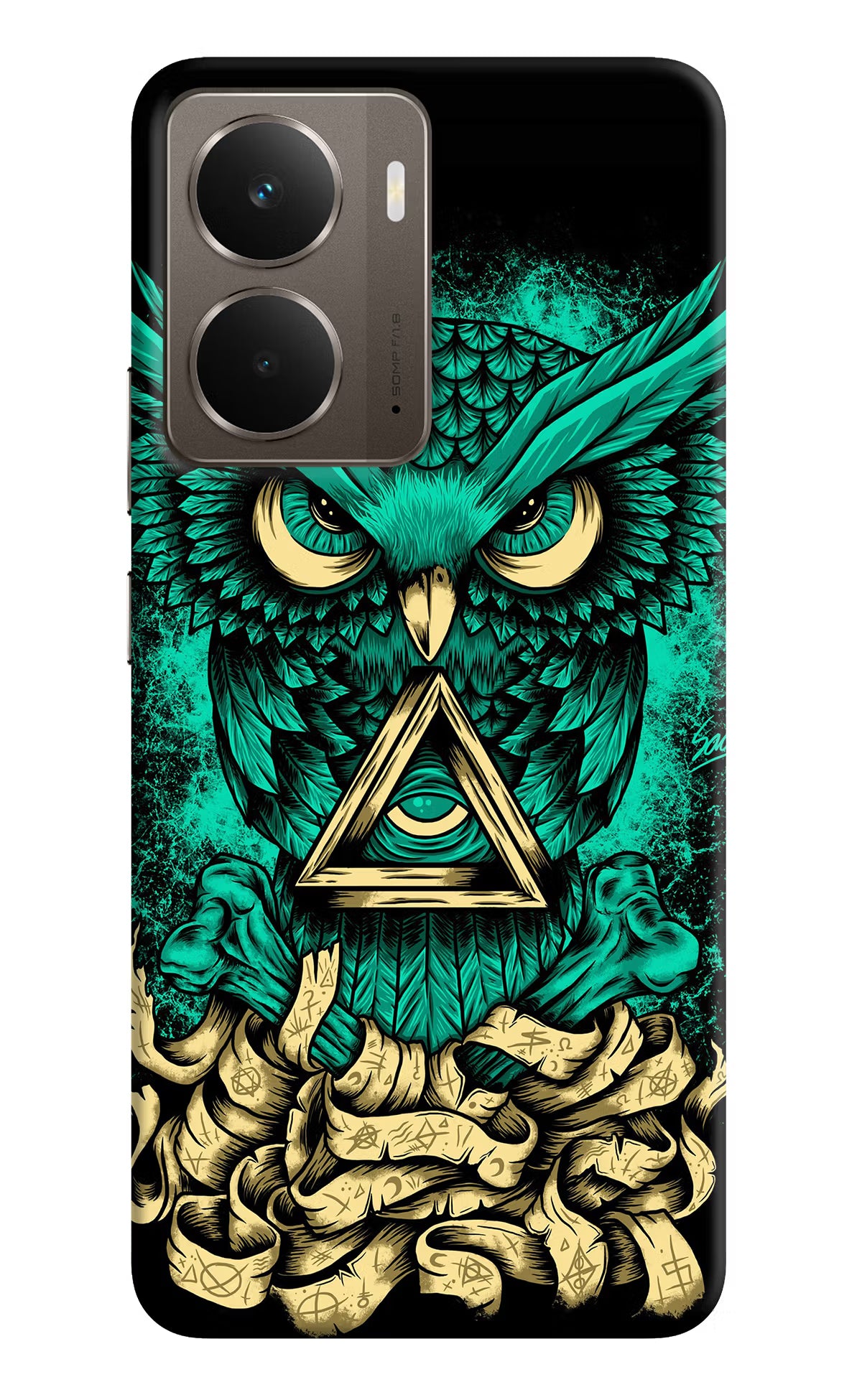 Green Owl Realme P3 Back Cover - Green Owl Realme P3 Hard Case Back Cover by Casekaro Green Owl Realme P3 Hard Case Back Cover by Casekaro