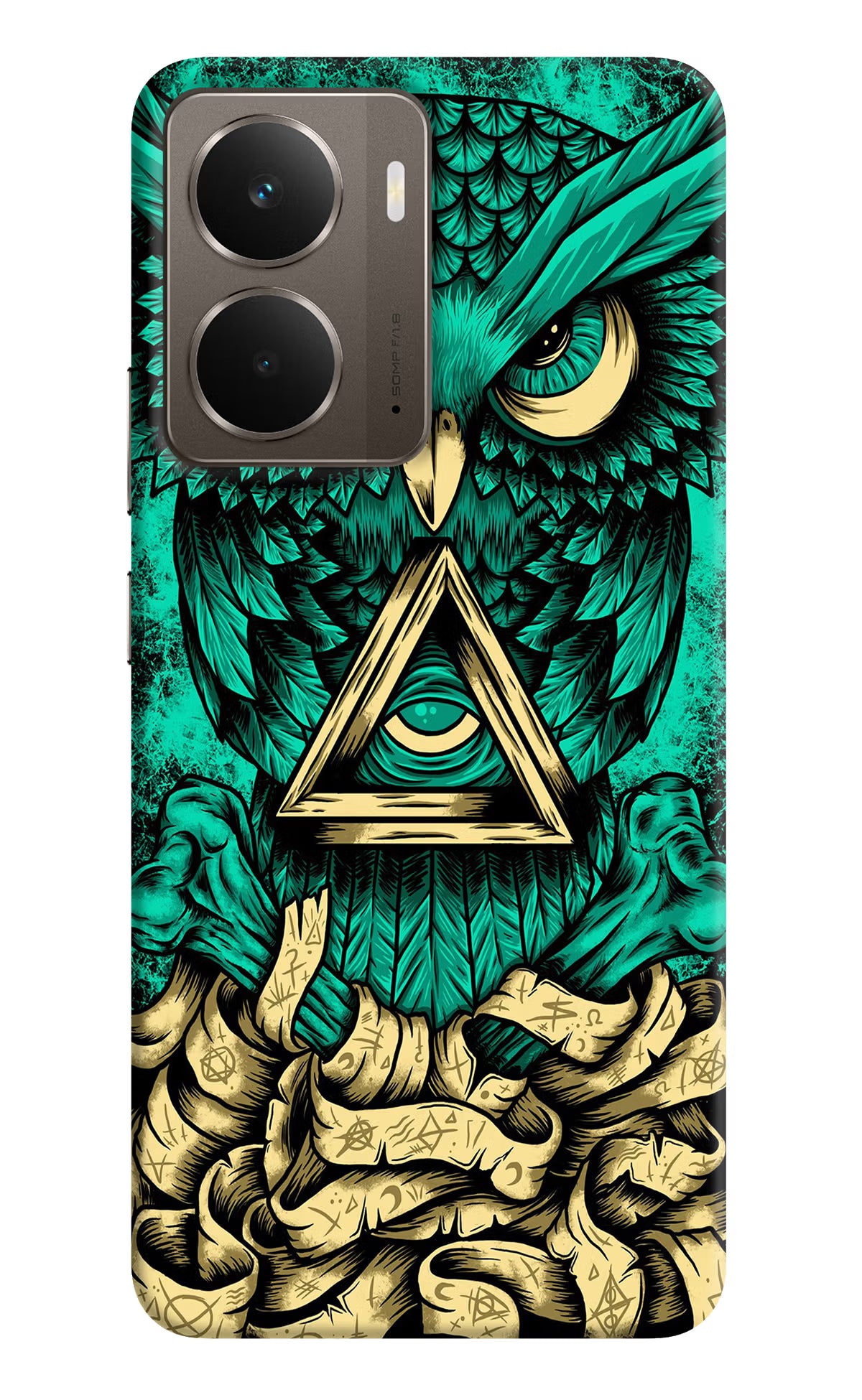 Green Owl Realme P3 Back Cover - Green Owl Realme P3 Hard Case Back Cover by Casekaro Green Owl Realme P3 Hard Case Back Cover by Casekaro