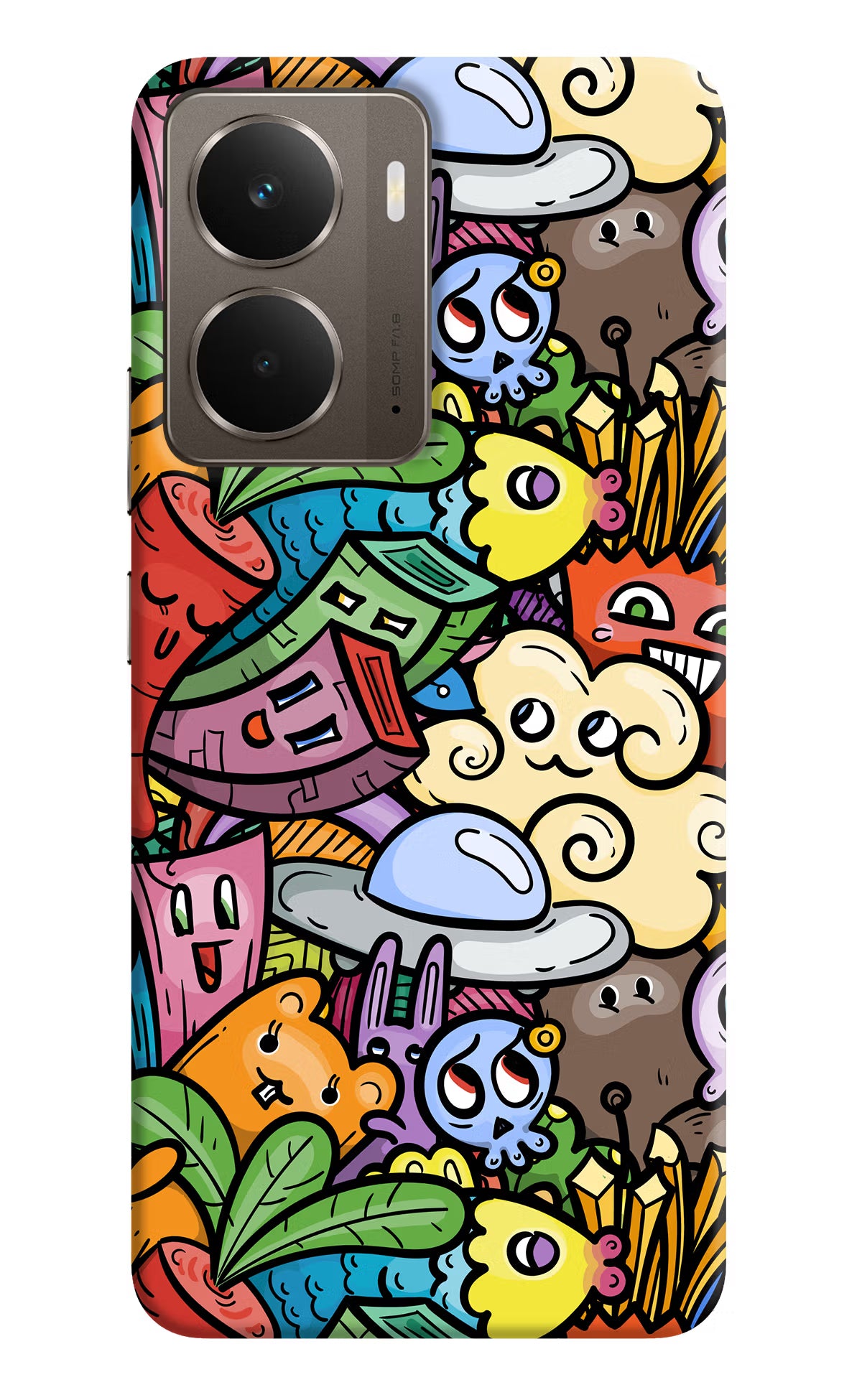 Veggie Doodle Realme P3 Back Cover - Veggie Doodle Realme P3 Hard Case Back Cover by Casekaro Veggie Doodle Realme P3 Hard Case Back Cover by Casekaro