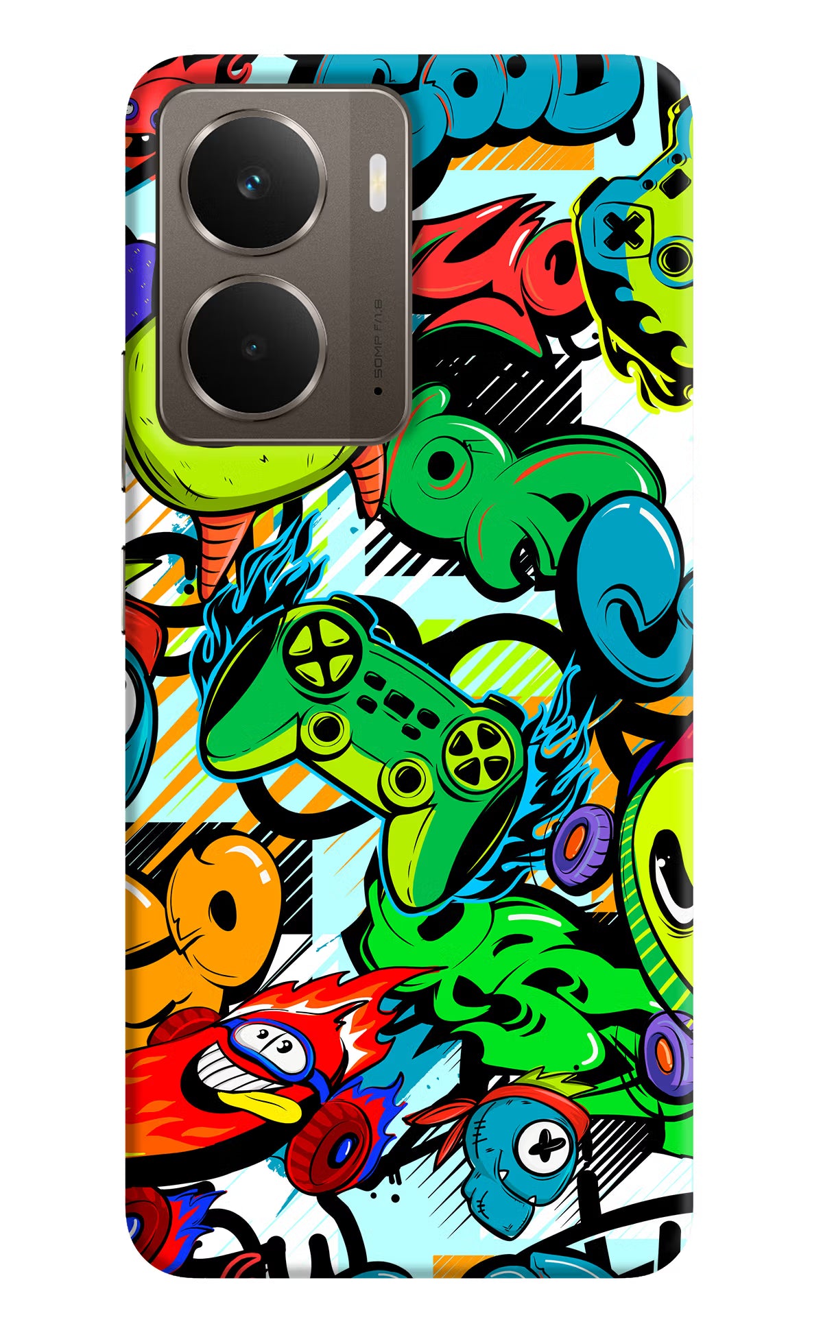 Game Doodle Realme P3 Back Cover - Game Doodle Realme P3 Hard Case Back Cover by Casekaro Game Doodle Realme P3 Hard Case Back Cover by Casekaro
