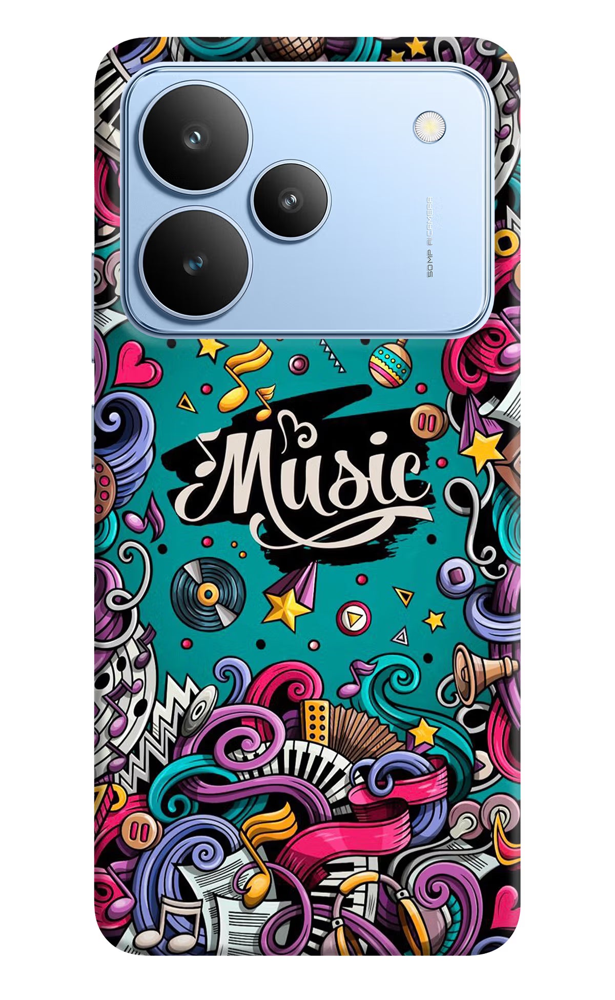 Music Graffiti Realme P4 Back Cover - Music Graffiti Realme P4 Hard Case Back Cover by Casekaro Music Graffiti Realme P4 Hard Case Back Cover by Casekaro
