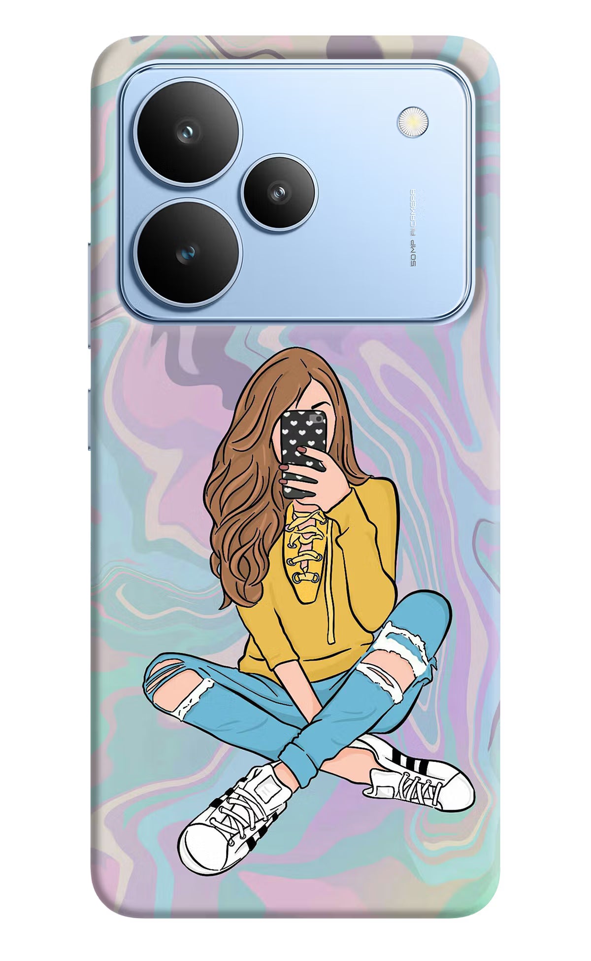 Selfie Girl Realme P4 Back Cover - Selfie Girl Realme P4 Hard Case Back Cover by Casekaro Selfie Girl Realme P4 Hard Case Back Cover by Casekaro