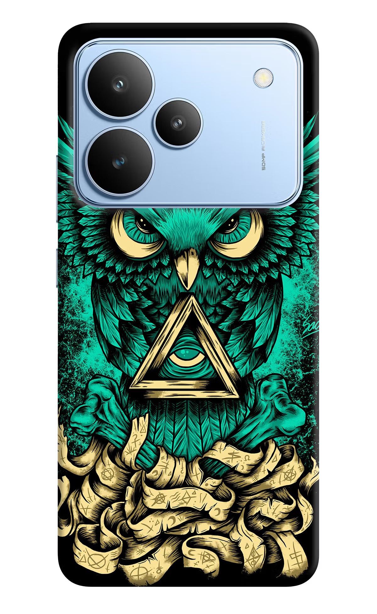 Green Owl Realme P4 Back Cover - Green Owl Realme P4 Hard Case Back Cover by Casekaro Green Owl Realme P4 Hard Case Back Cover by Casekaro