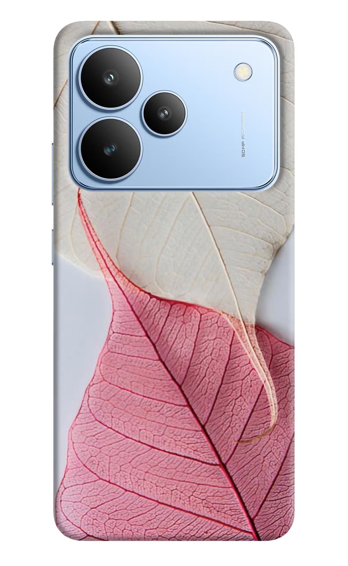 White Pink Leaf Realme P4 Back Cover - White Pink Leaf Realme P4 Hard Case Back Cover by Casekaro White Pink Leaf Realme P4 Hard Case Back Cover by Casekaro