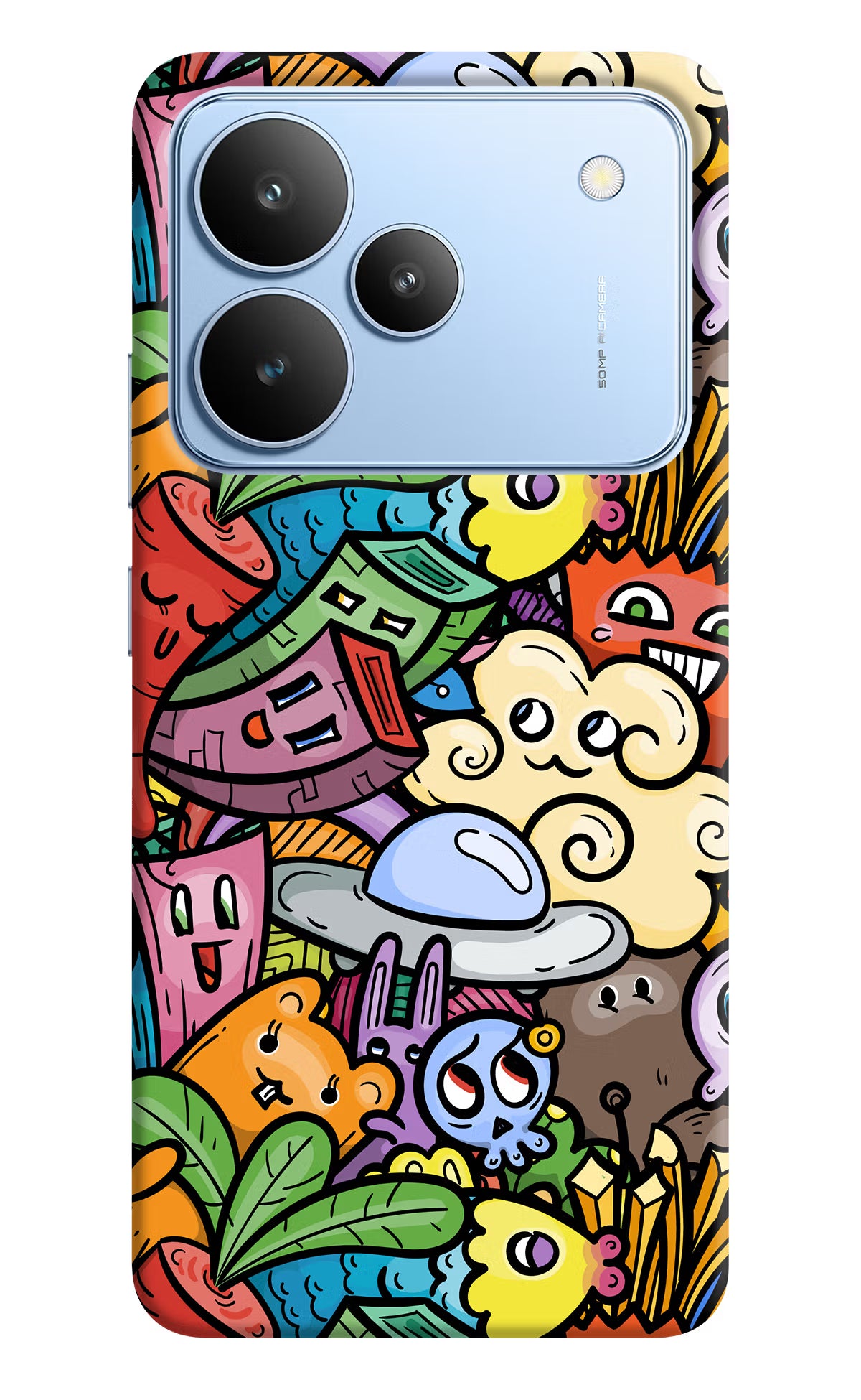 Veggie Doodle Realme P4 Back Cover - Veggie Doodle Realme P4 Hard Case Back Cover by Casekaro Veggie Doodle Realme P4 Hard Case Back Cover by Casekaro