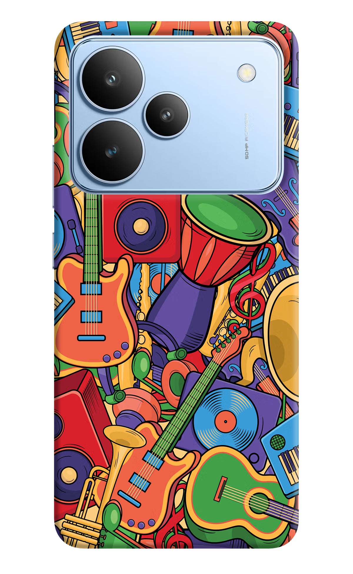 Music Instrument Doodle Realme P4 Back Cover - Music Instrument Doodle Realme P4 Hard Case Back Cover by Casekaro Music Instrument Doodle Realme P4 Hard Case Back Cover by Casekaro