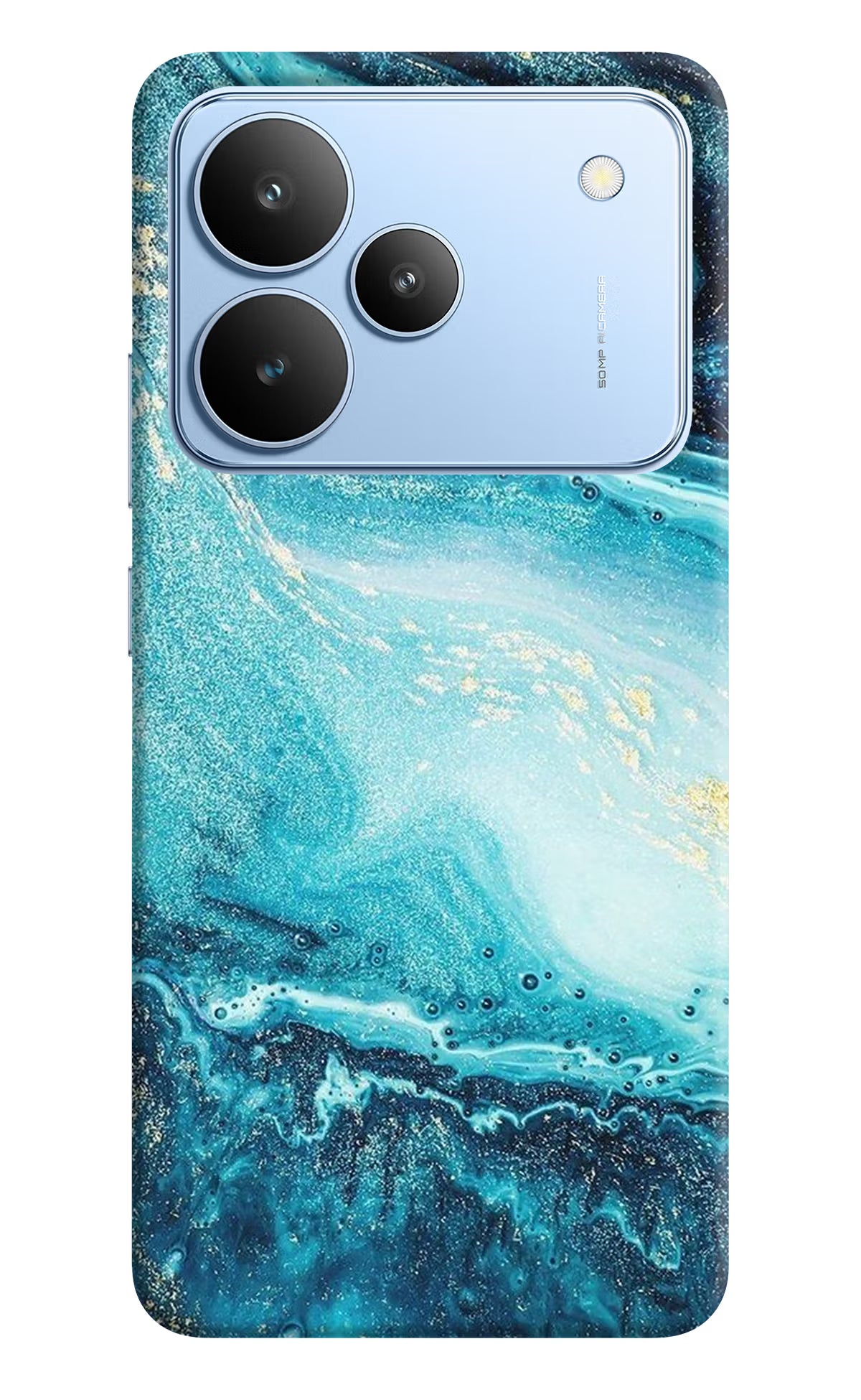 Blue Glitter Marble Realme P4 Back Cover - Blue Glitter Marble Realme P4 Hard Case Back Cover by Casekaro Blue Glitter Marble Realme P4 Hard Case Back Cover by Casekaro