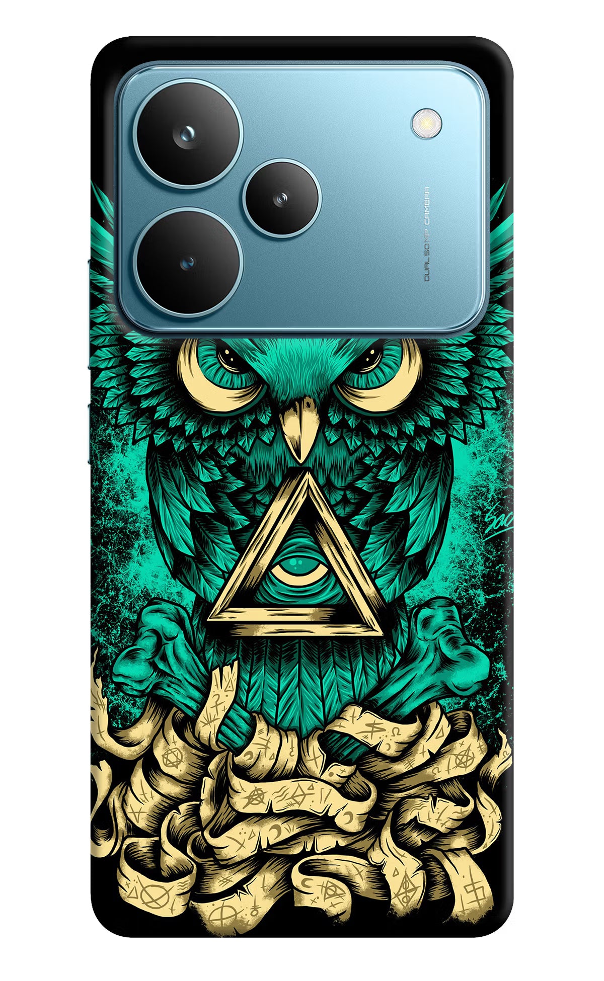 Green Owl Realme P4 Pro Back Cover - Green Owl Realme P4 Pro Hard Case Back Cover by Casekaro Green Owl Realme P4 Pro Hard Case Back Cover by Casekaro