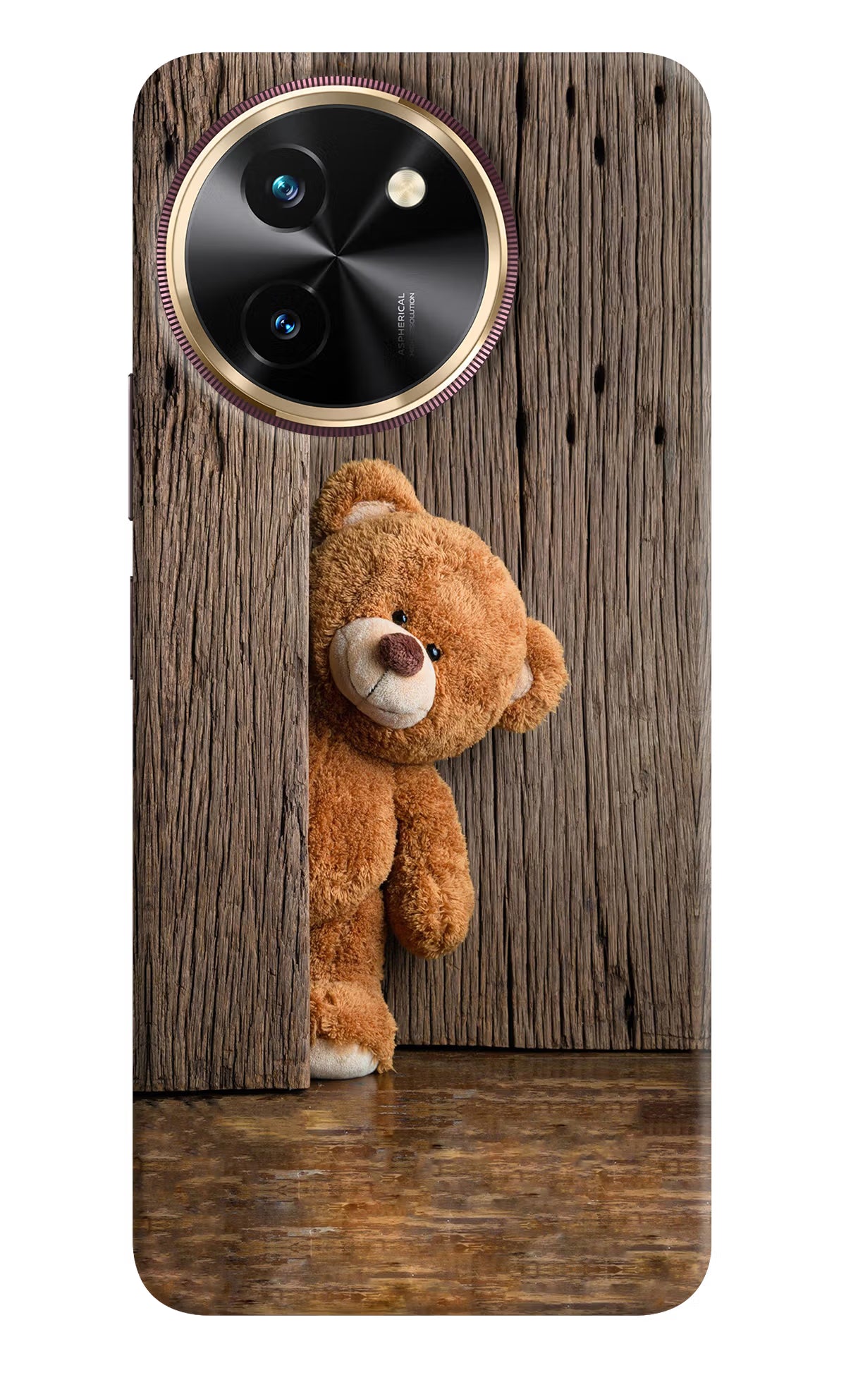 Teddy Wooden Vivo T3x Back Cover - Teddy Wooden Vivo T3x Hard Case Back Cover by Casekaro Teddy Wooden Vivo T3x Hard Case Back Cover by Casekaro