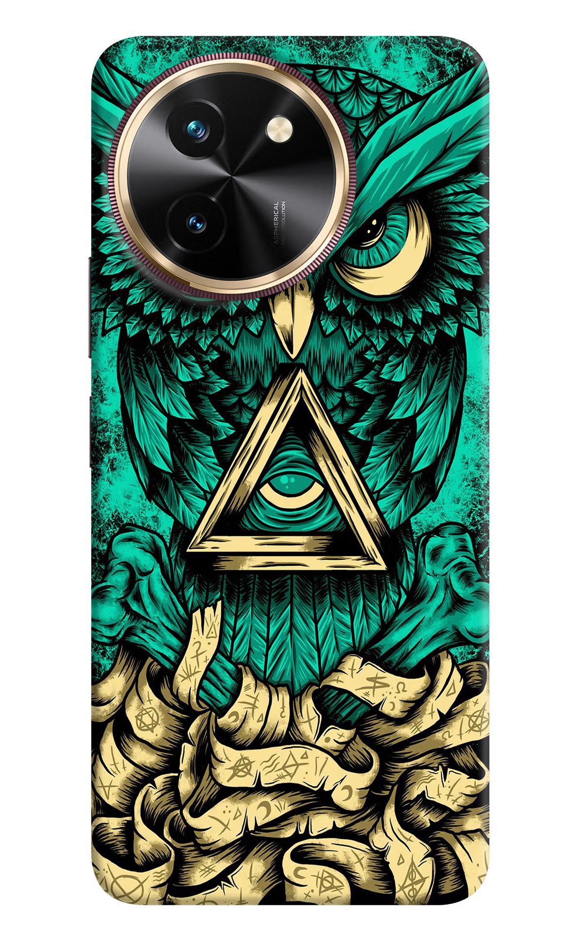 Green Owl Vivo T3x Back Cover - Green Owl Vivo T3x Hard Case Back Cover by Casekaro Green Owl Vivo T3x Hard Case Back Cover by Casekaro