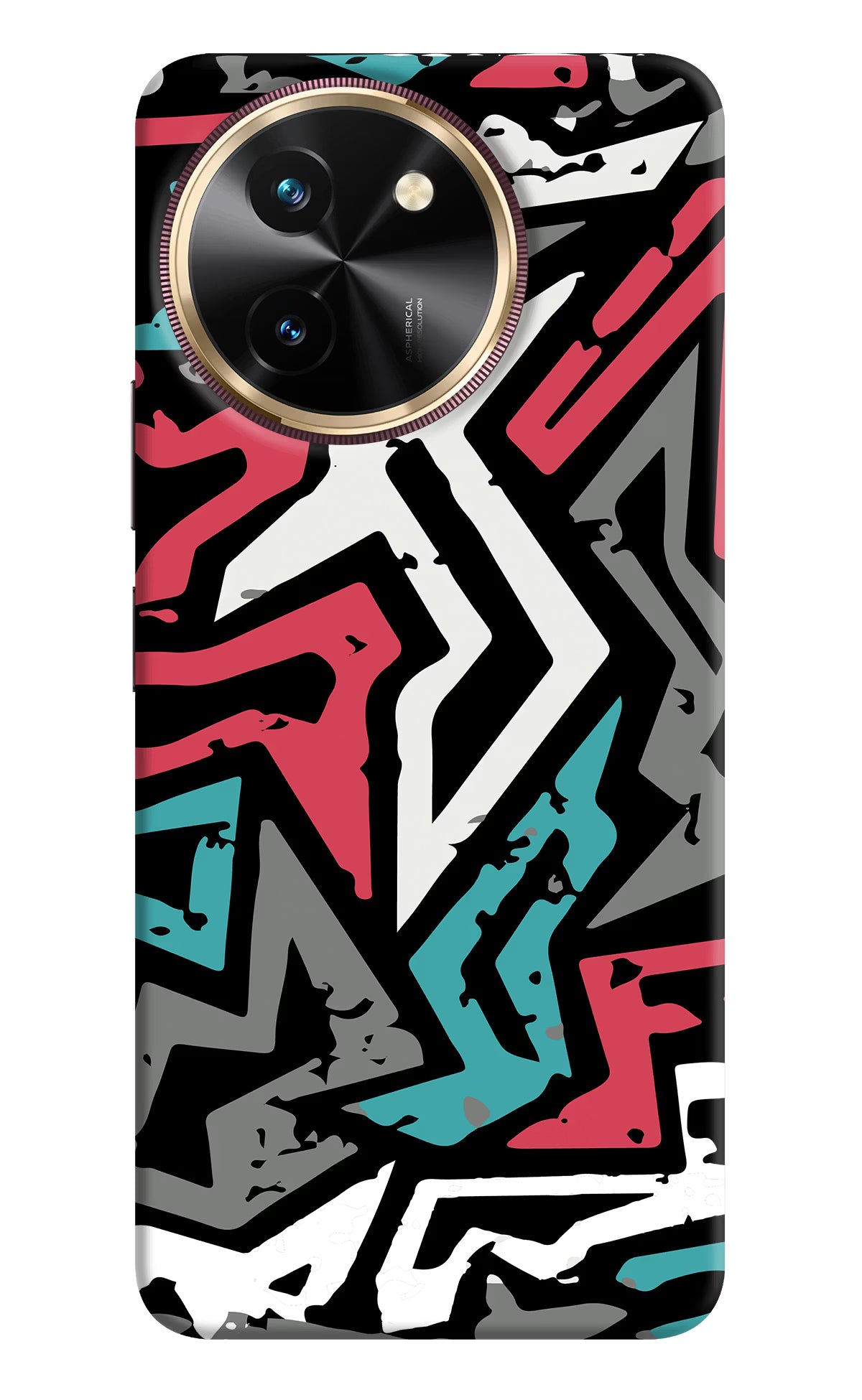 Geometric Graffiti Vivo T3x Back Cover - Geometric Graffiti Vivo T3x Hard Case Back Cover by Casekaro Geometric Graffiti Vivo T3x Hard Case Back Cover by Casekaro