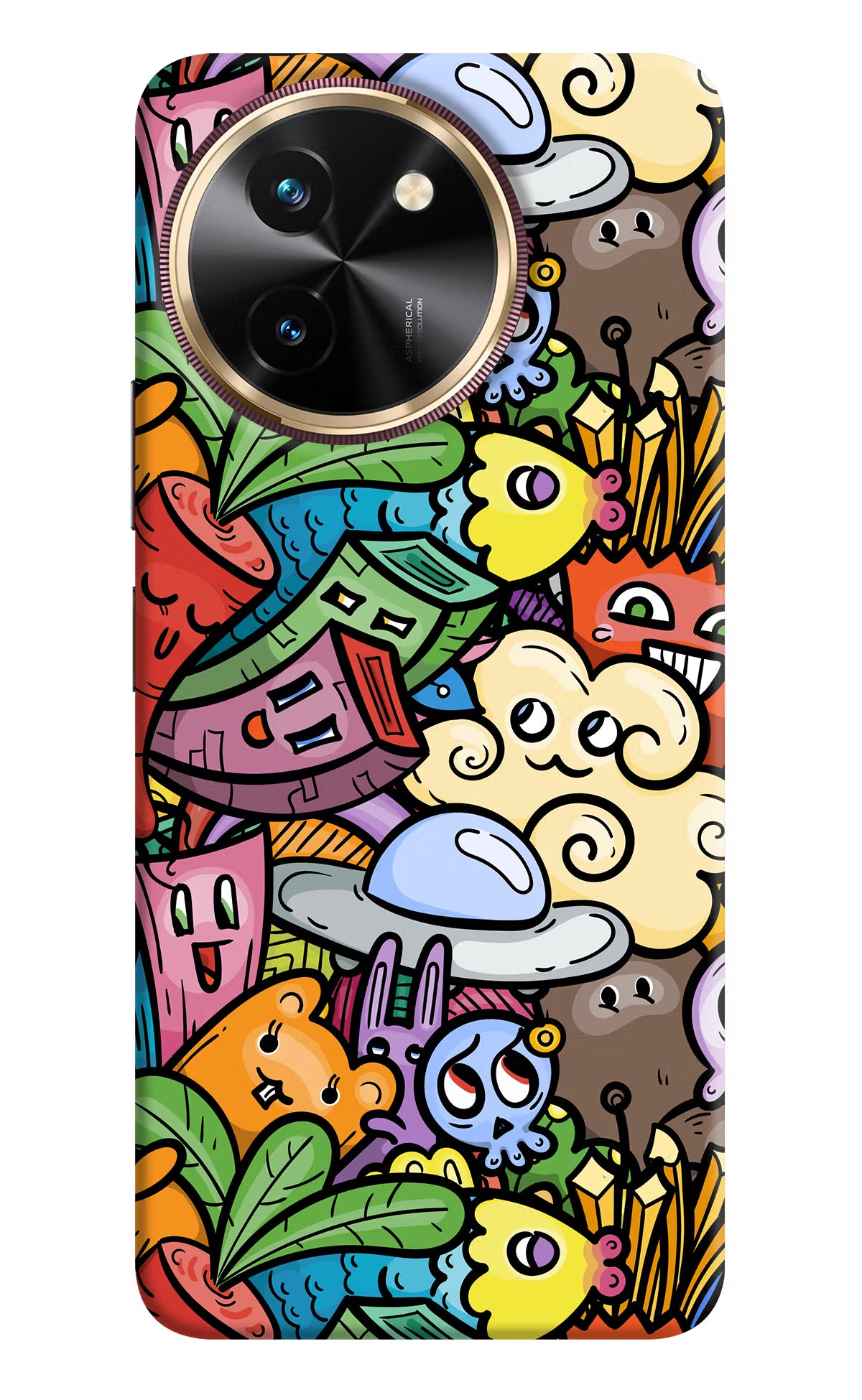 Veggie Doodle Vivo T3x Back Cover - Veggie Doodle Vivo T3x Hard Case Back Cover by Casekaro Veggie Doodle Vivo T3x Hard Case Back Cover by Casekaro