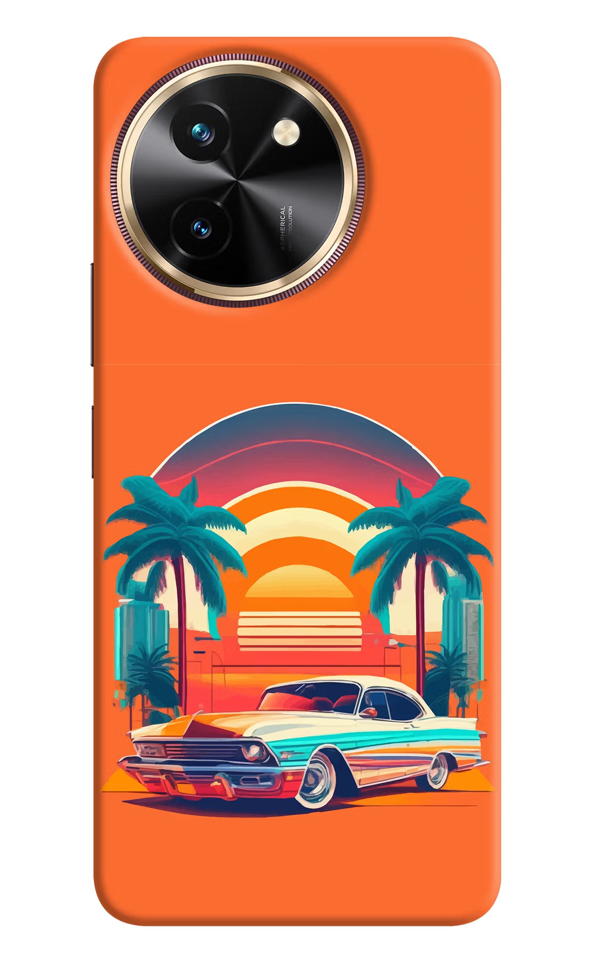Palm Drive 80s Vivo T3x Back Cover - Palm Drive 80s Vivo T3x Hard Case Back Cover by Casekaro Palm Drive 80s Vivo T3x Hard Case Back Cover by Casekaro