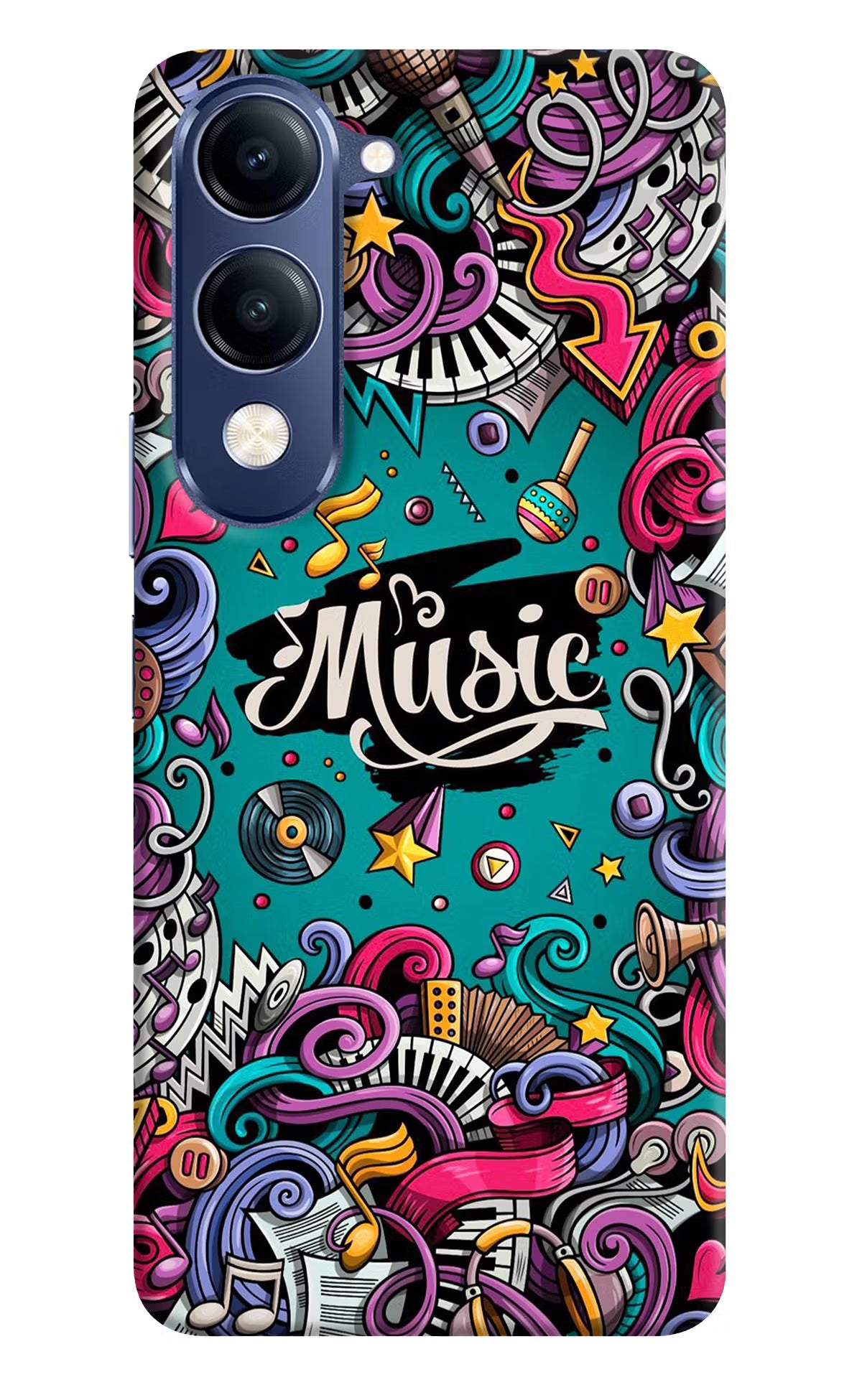 Music Graffiti Vivo V40 Lite Back Cover - Music Graffiti Vivo V40 Lite Hard Case Back Cover by Casekaro Music Graffiti Vivo V40 Lite Hard Case Back Cover by Casekaro