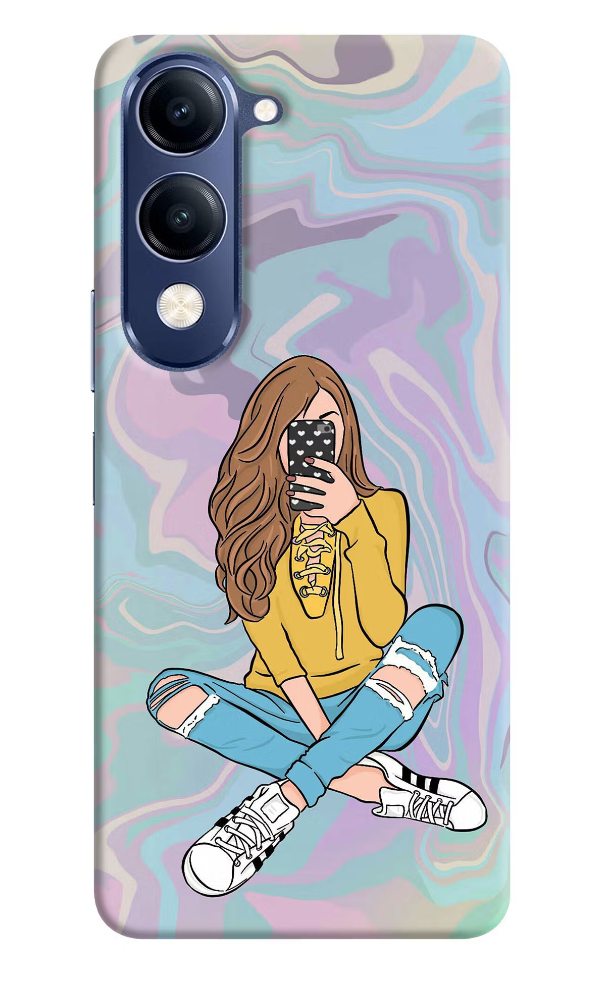 Selfie Girl Vivo V40 Lite Back Cover - Selfie Girl Vivo V40 Lite Hard Case Back Cover by Casekaro Selfie Girl Vivo V40 Lite Hard Case Back Cover by Casekaro