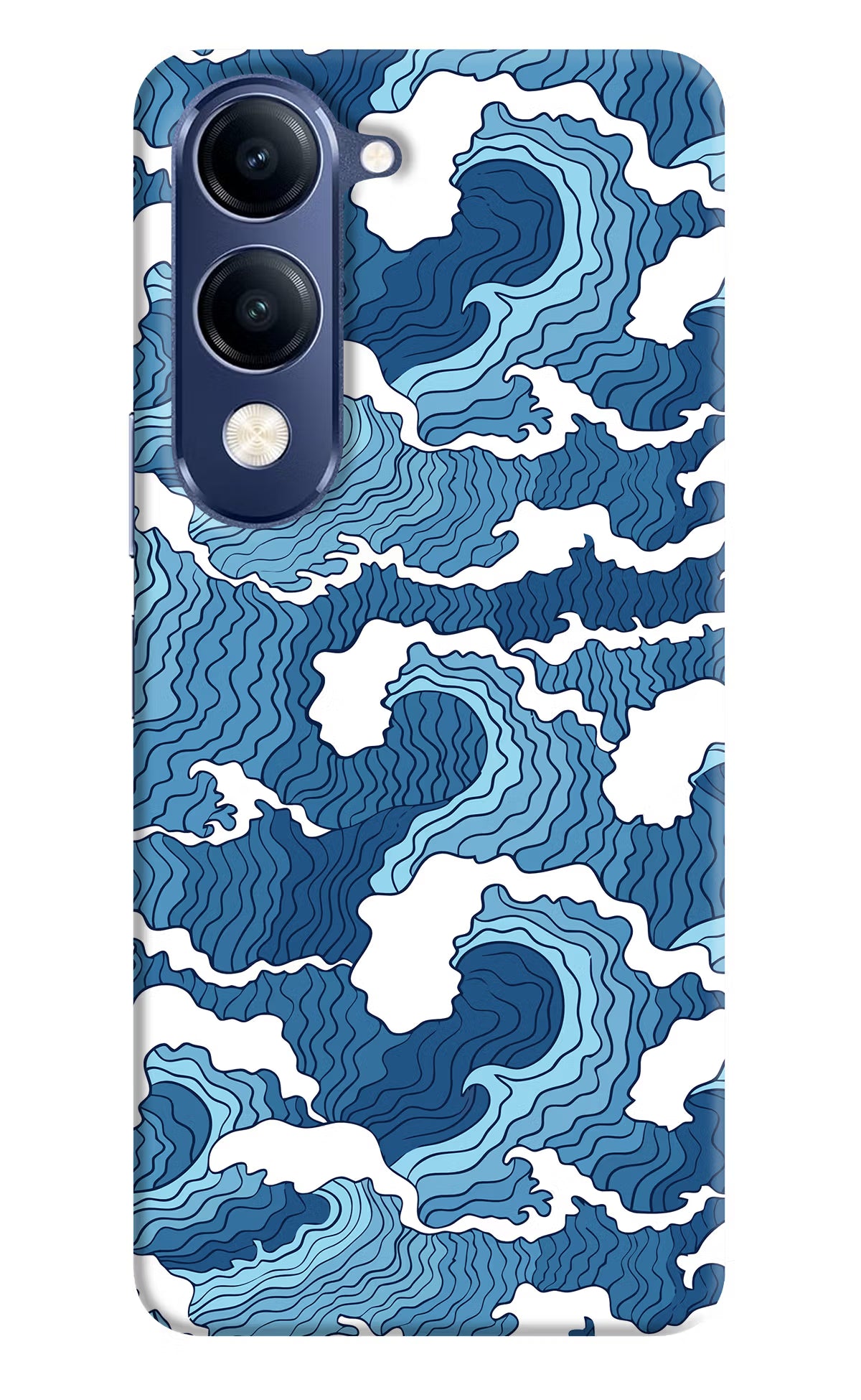 Blue Waves Vivo V40 Lite Back Cover - Blue Waves Vivo V40 Lite Hard Case Back Cover by Casekaro Blue Waves Vivo V40 Lite Hard Case Back Cover by Casekaro