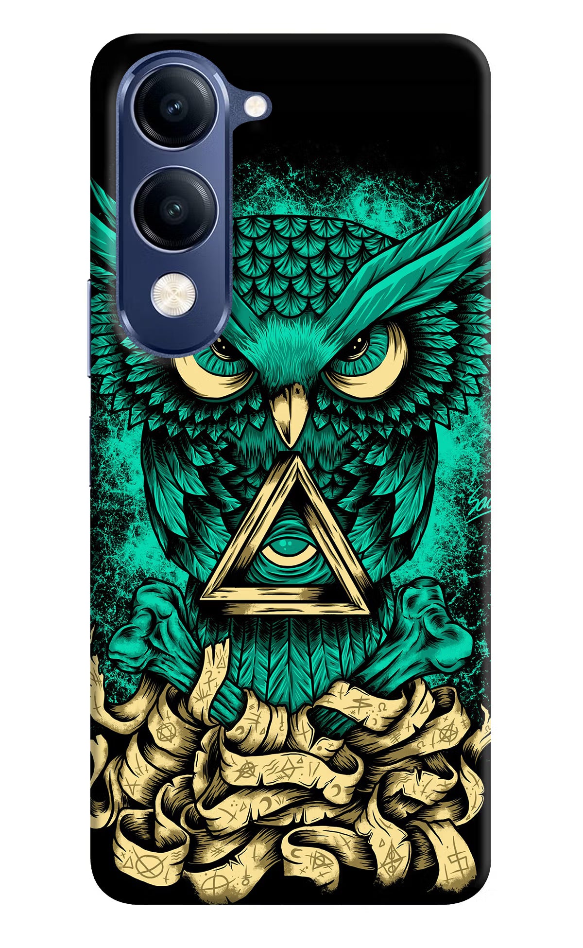 Green Owl Vivo V40 Lite Back Cover - Green Owl Vivo V40 Lite Hard Case Back Cover by Casekaro Green Owl Vivo V40 Lite Hard Case Back Cover by Casekaro