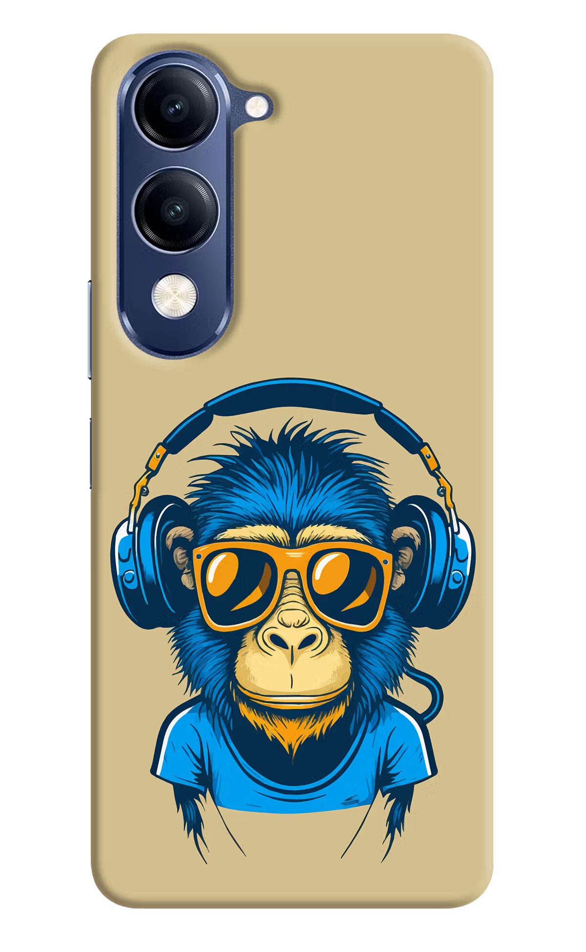 Monkey Headphone Vivo V40 Lite Back Cover - Monkey Headphone Vivo V40 Lite Hard Case Back Cover by Casekaro Monkey Headphone Vivo V40 Lite Hard Case Back Cover by Casekaro
