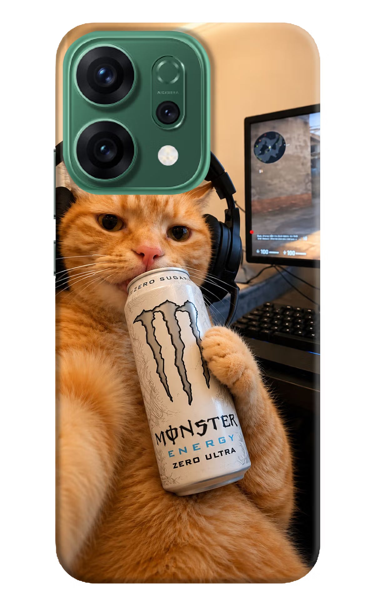 Gamer Cat Energy Oppo Reno14 5G Back Cover - Gamer Cat Energy Oppo Reno14 5G Back Cover Gamer Cat Energy Oppo Reno14 5G Back Cover