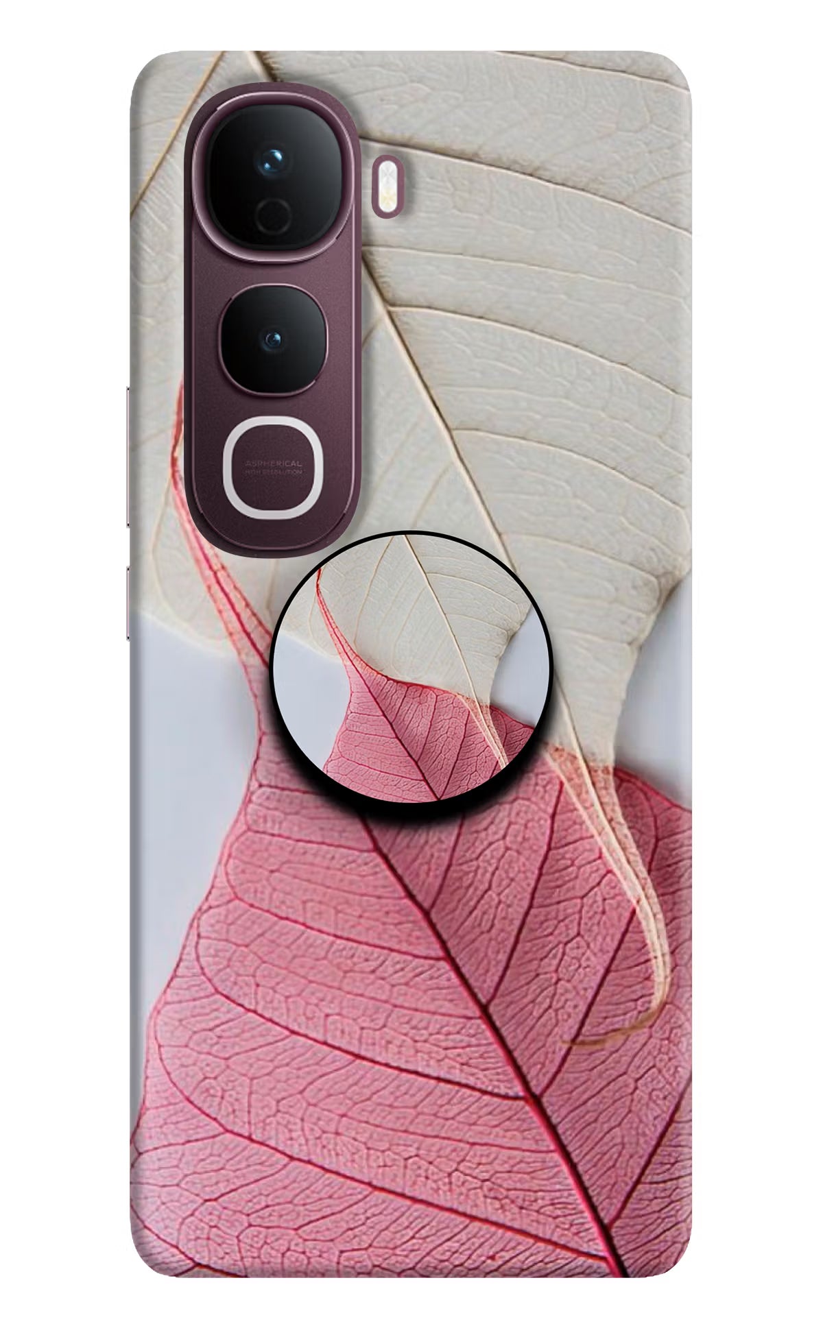 White Pink Leaf Vivo Y400 Pro 5G Pop Case - White Pink Leaf Vivo Y400 Pro 5G Pop Case White Pink Leaf Vivo Y400 Pro 5G Pop Case