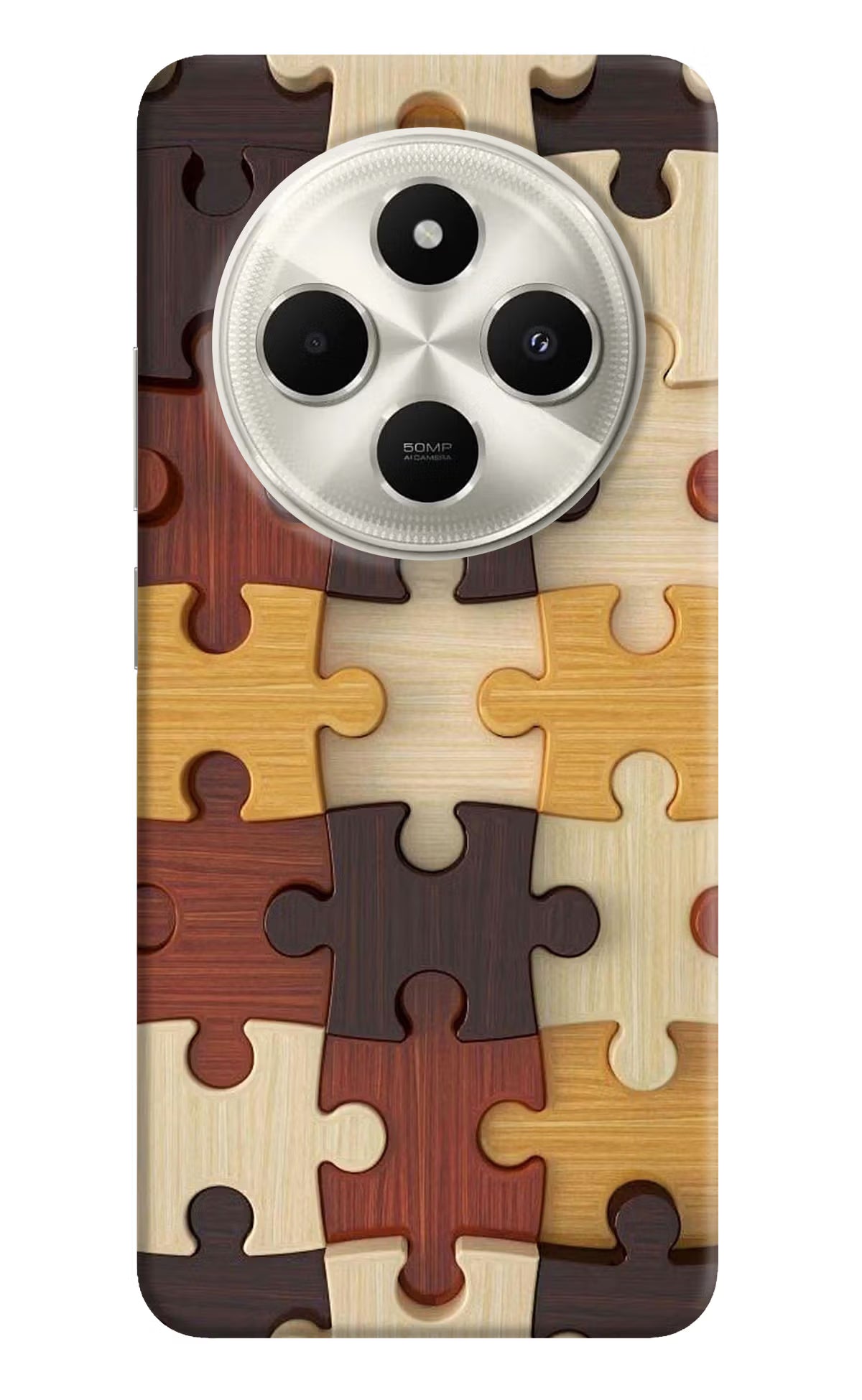 Wooden Puzzle Poco C75 5G Back Cover - Wooden Puzzle Poco C75 5G Hard Case Back Cover by Casekaro Wooden Puzzle Poco C75 5G Hard Case Back Cover by Casekaro