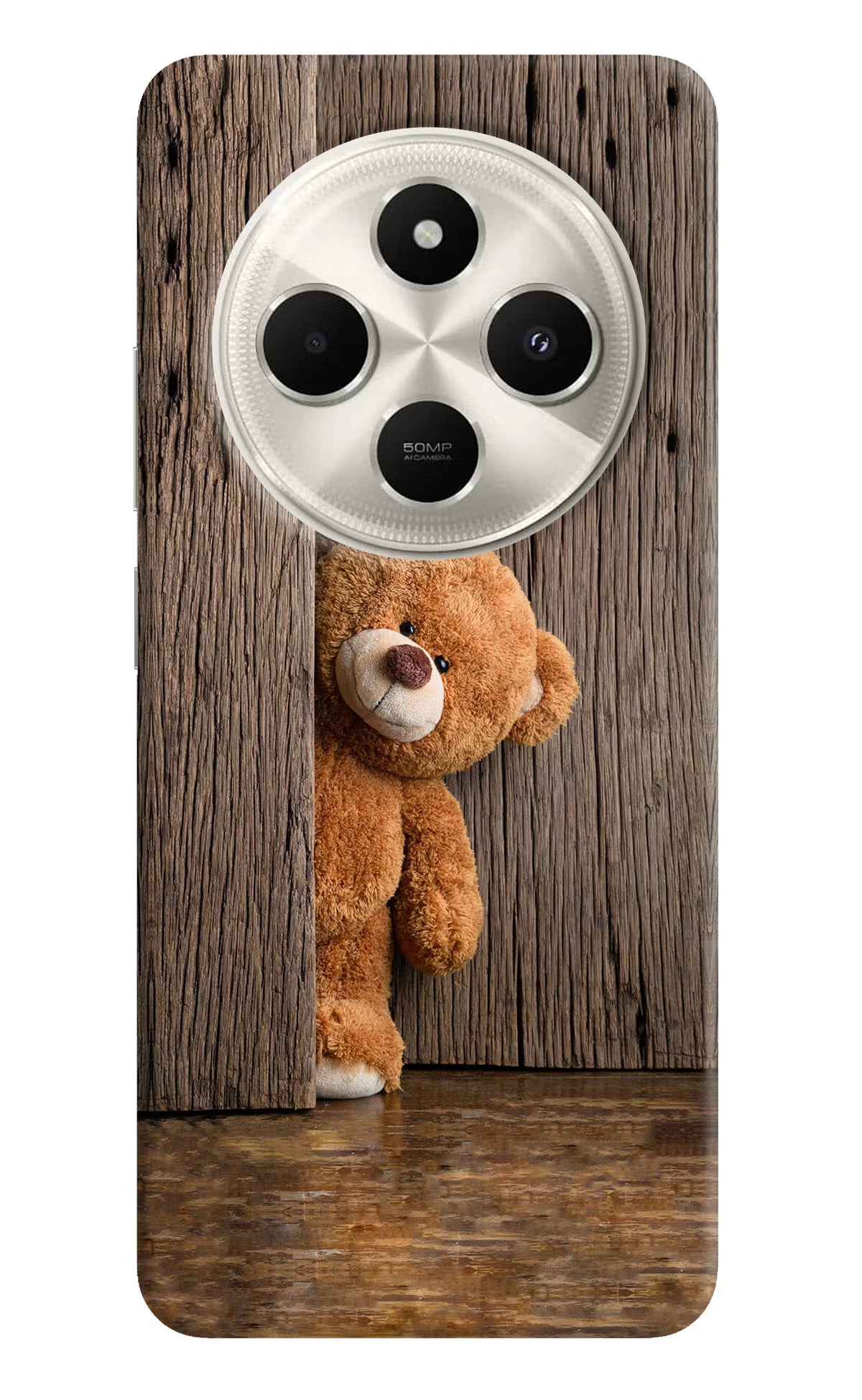 Teddy Wooden Poco C75 5G Back Cover - Teddy Wooden Poco C75 5G Hard Case Back Cover by Casekaro Teddy Wooden Poco C75 5G Hard Case Back Cover by Casekaro