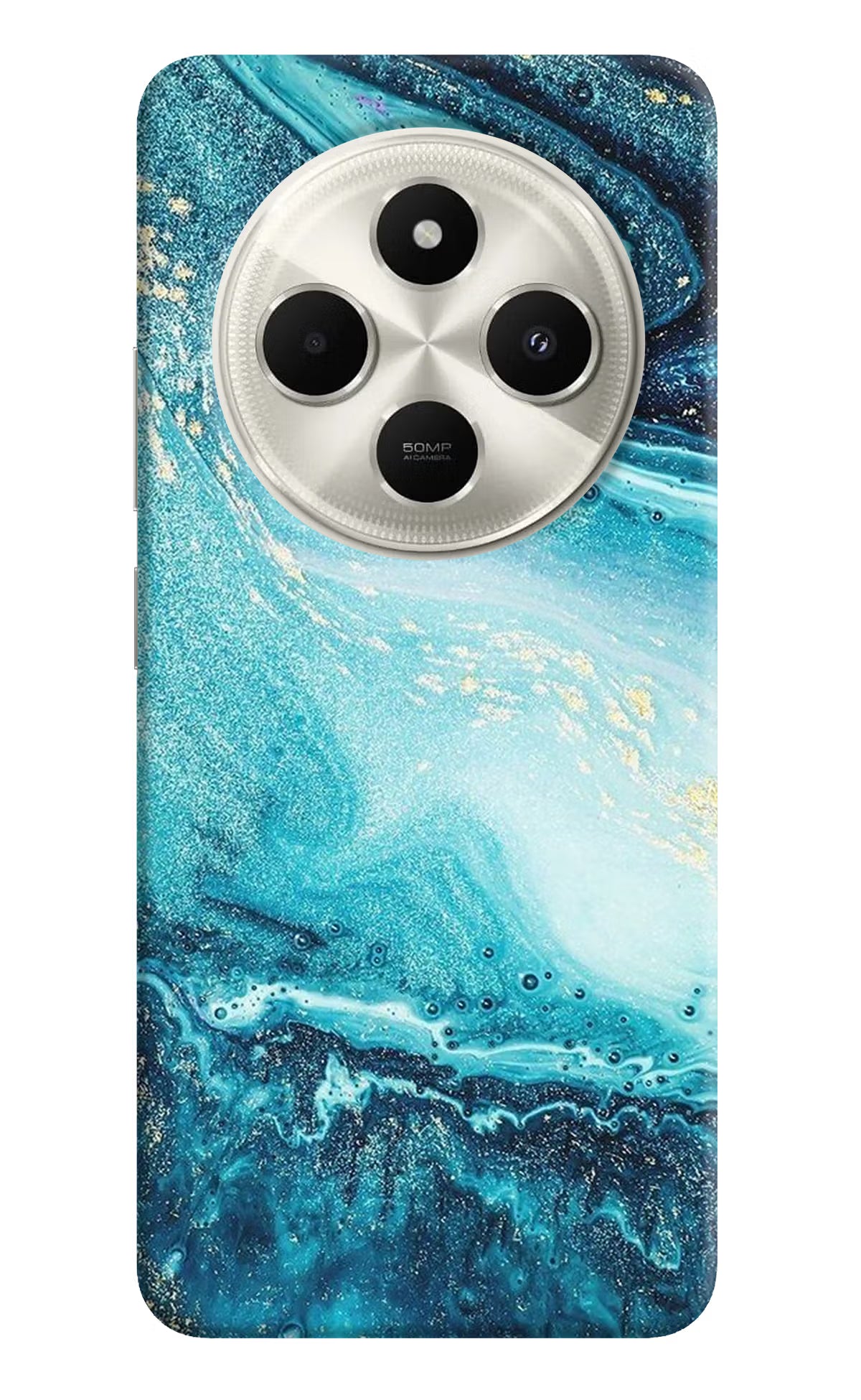 Blue Glitter Marble Poco C75 5G Back Cover - Blue Glitter Marble Poco C75 5G Hard Case Back Cover by Casekaro Blue Glitter Marble Poco C75 5G Hard Case Back Cover by Casekaro