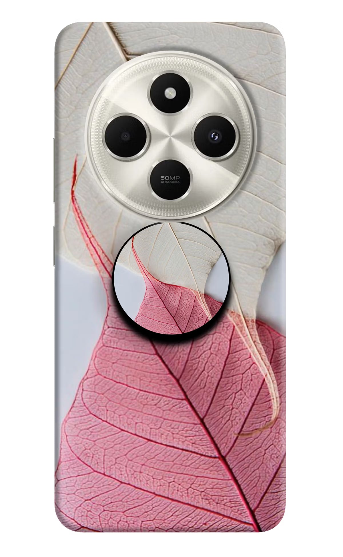 White Pink Leaf Poco C75 5G Pop Case - White Pink Leaf Poco C75 5G Pop Case White Pink Leaf Poco C75 5G Pop Case