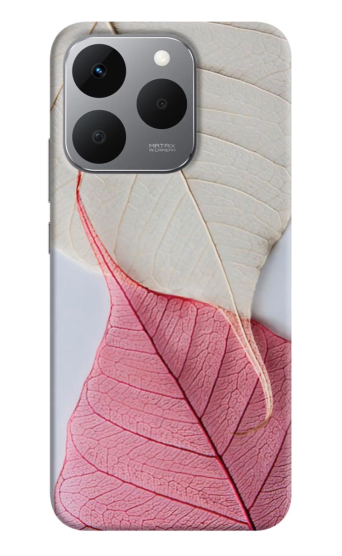 White Pink Leaf Realme 15T 5G Back Cover - White Pink Leaf Realme 15T 5G Back Cover White Pink Leaf Realme 15T 5G Back Cover