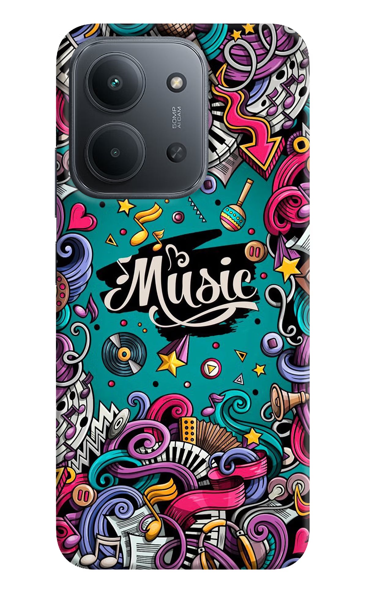 Music Graffiti Redmi 15C 5G Back Cover - Music Graffiti Redmi 15C 5G Back Cover Music Graffiti Redmi 15C 5G Back Cover