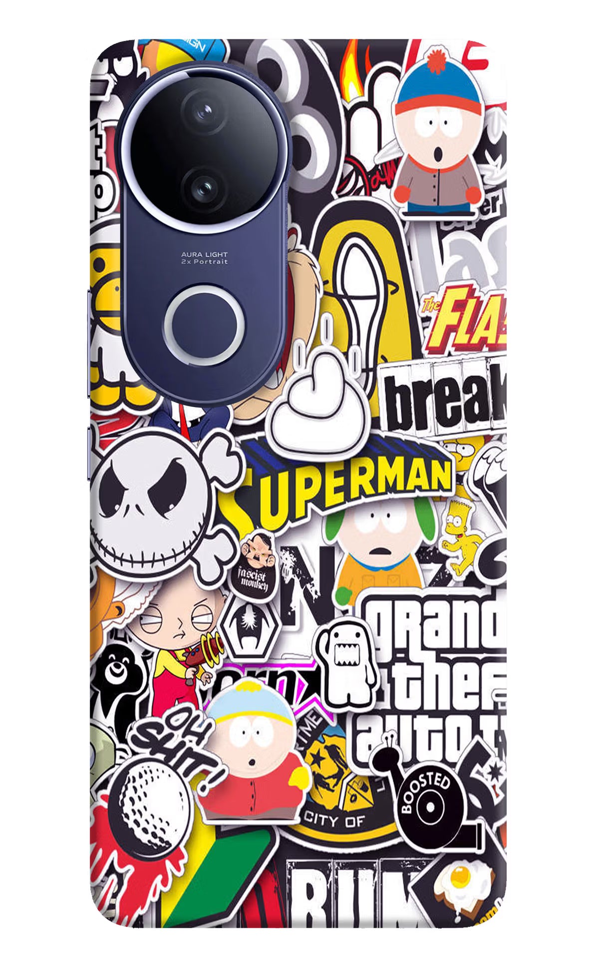 Sticker Bomb Vivo V50e 5G Back Cover - Sticker Bomb Vivo V50e 5G Hard Case Back Cover by Casekaro Sticker Bomb Vivo V50e 5G Hard Case Back Cover by Casekaro