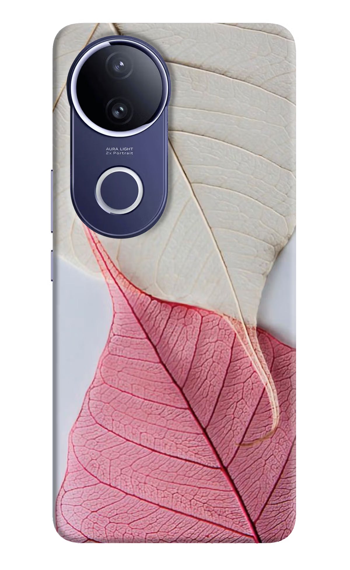 White Pink Leaf Vivo V50e 5G Back Cover - White Pink Leaf Vivo V50e 5G Hard Case Back Cover by Casekaro White Pink Leaf Vivo V50e 5G Hard Case Back Cover by Casekaro