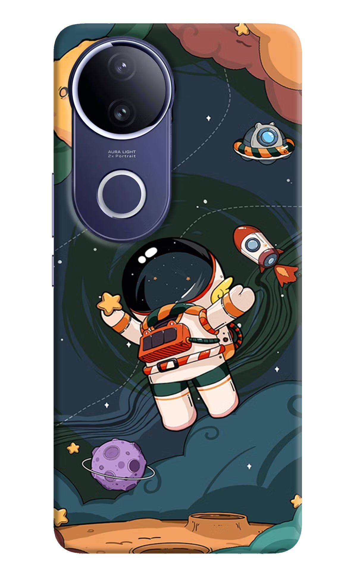 Cartoon Astronaut Vivo V50e 5G Back Cover - Cartoon Astronaut Vivo V50e 5G Hard Case Back Cover by Casekaro Cartoon Astronaut Vivo V50e 5G Hard Case Back Cover by Casekaro
