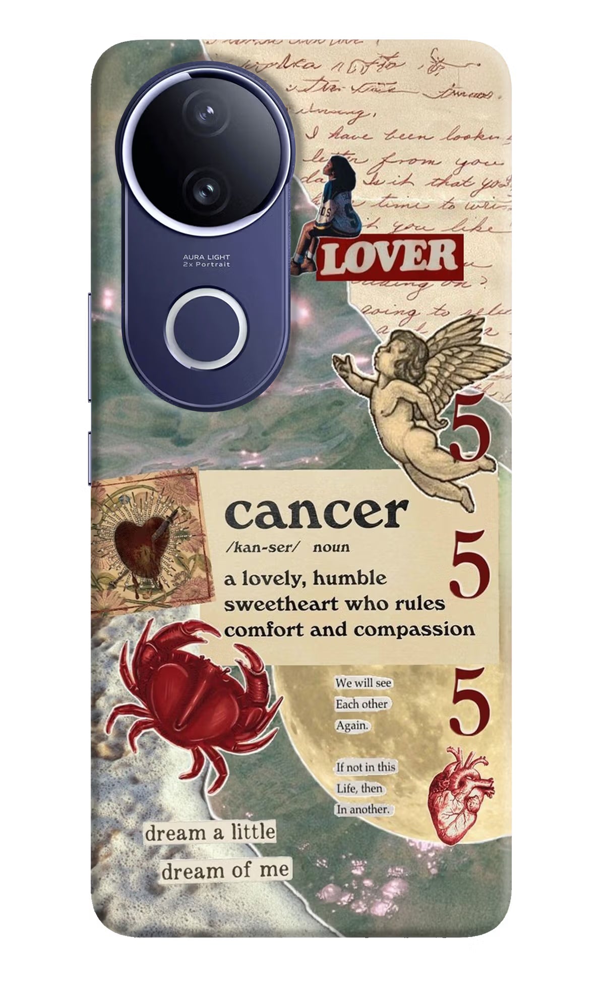 Cancer Zodiac Vivo V50e 5G Back Cover - Cancer Zodiac Vivo V50e 5G Hard Case Back Cover by Casekaro Cancer Zodiac Vivo V50e 5G Hard Case Back Cover by Casekaro