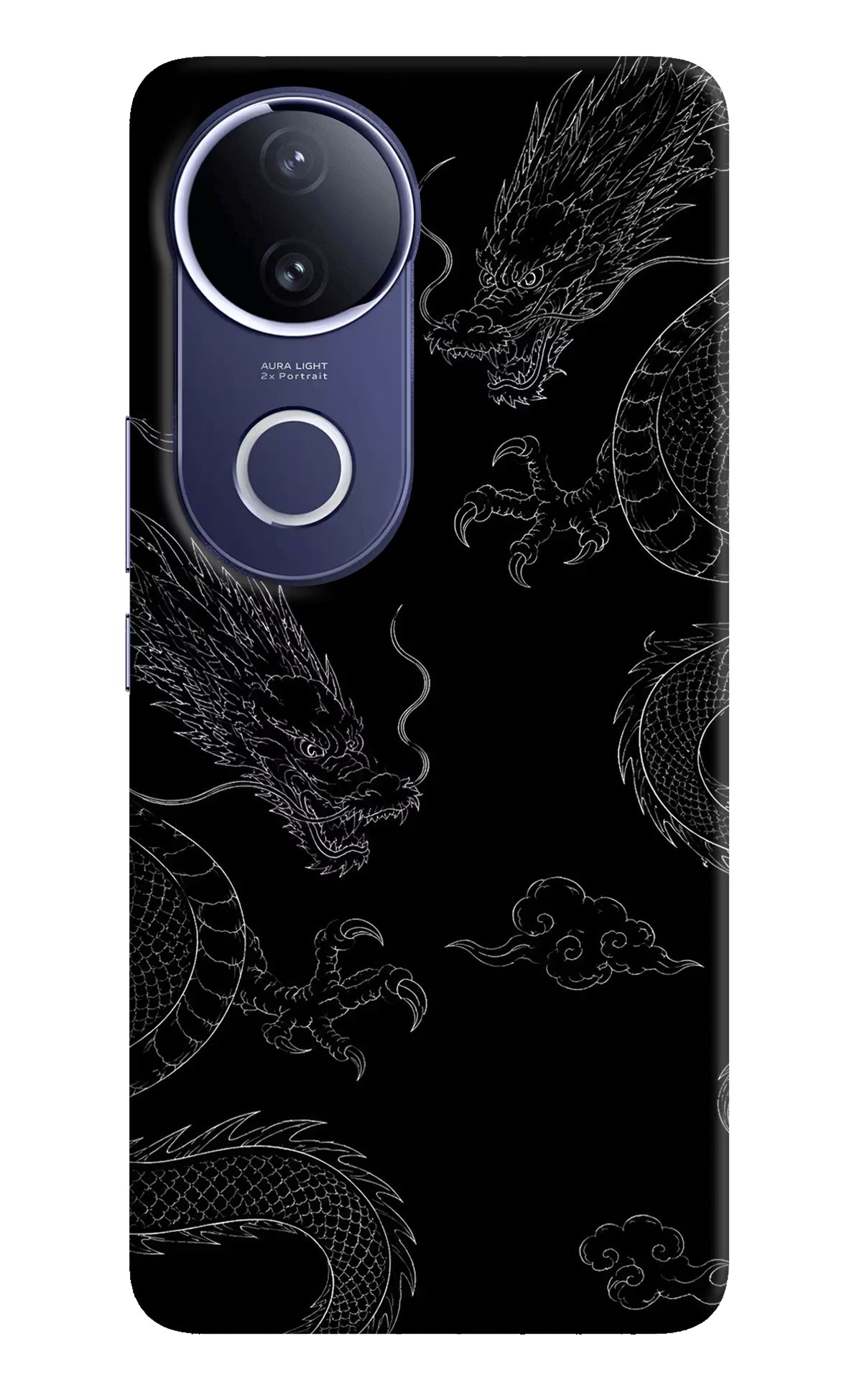 Twin Dragons Vivo V50e 5G Back Cover - Twin Dragons Vivo V50e 5G Hard Case Back Cover by Casekaro Twin Dragons Vivo V50e 5G Hard Case Back Cover by Casekaro