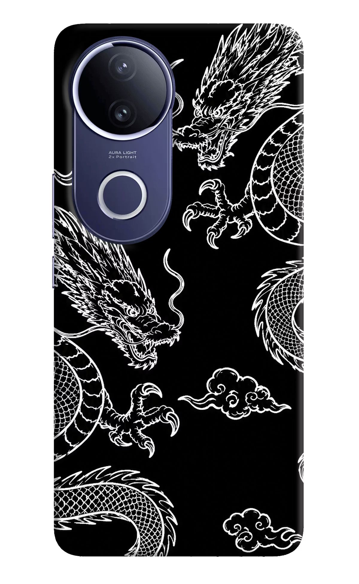 Twin Dragons Vivo V50e 5G Back Cover - Twin Dragons Vivo V50e 5G Hard Case Back Cover by Casekaro Twin Dragons Vivo V50e 5G Hard Case Back Cover by Casekaro