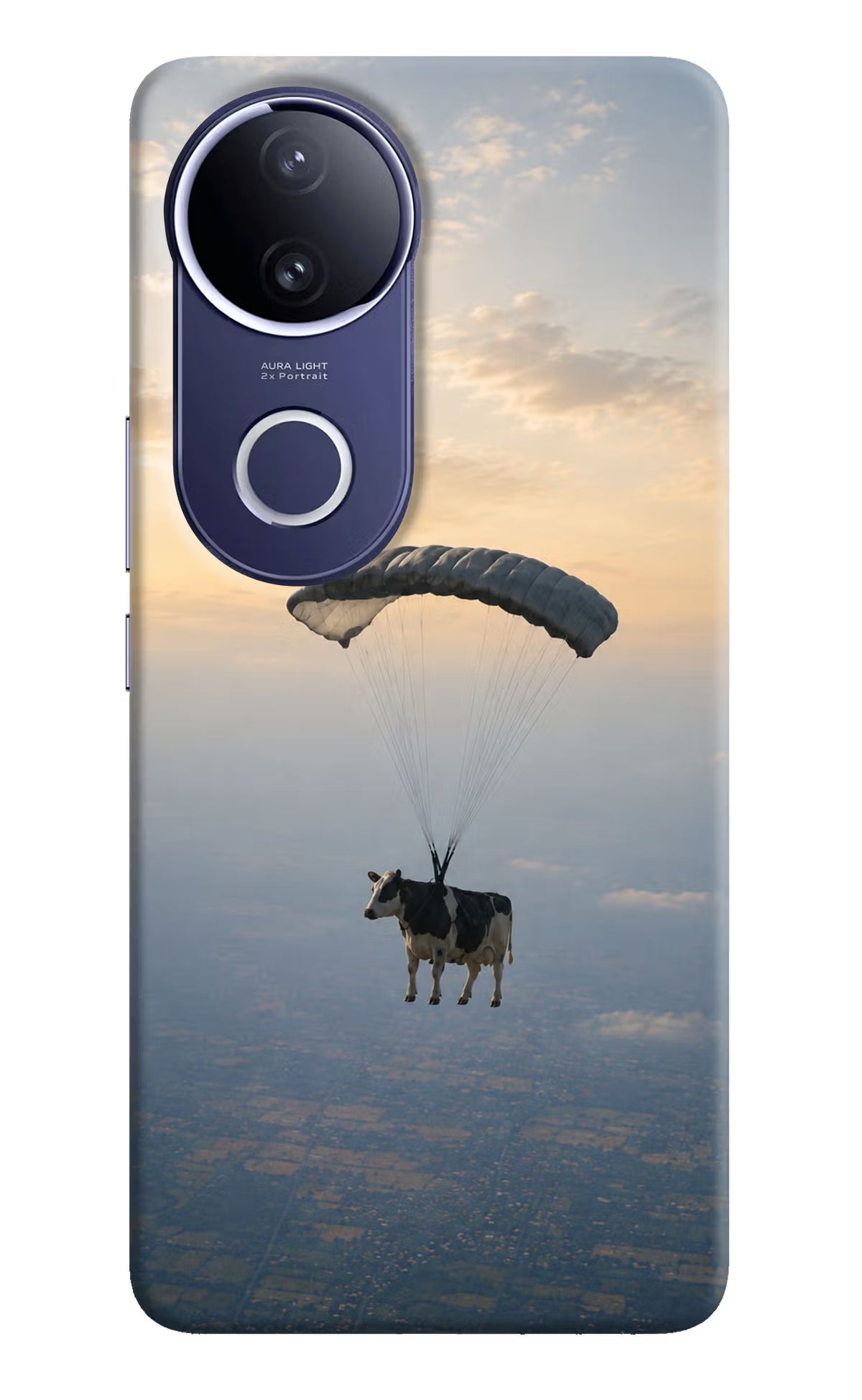 Skydiving Cow Vivo V50e 5G Back Cover - Skydiving Cow Vivo V50e 5G Hard Case Back Cover by Casekaro Skydiving Cow Vivo V50e 5G Hard Case Back Cover by Casekaro