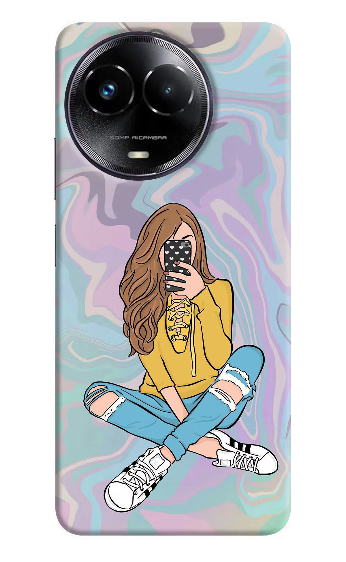 Selfie Girl Realme Narzo 60x Back Cover - Selfie Girl Realme Narzo 60x Hard Case Back Cover by Casekaro Selfie Girl Realme Narzo 60x Hard Case Back Cover by Casekaro