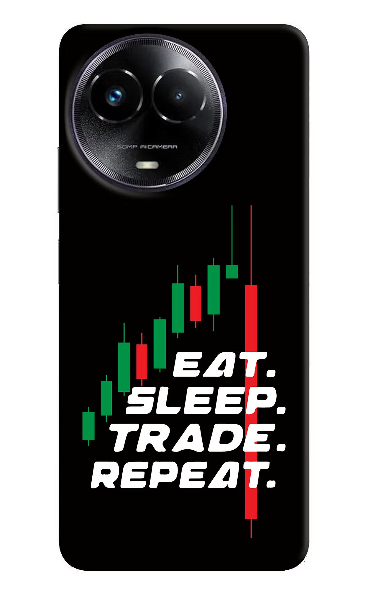 Eat Sleep Trade Repeat Realme Narzo 60x Back Cover - Eat Sleep Trade Repeat Realme Narzo 60x Hard Case Back Cover by Casekaro Eat Sleep Trade Repeat Realme Narzo 60x Hard Case Back Cover by Casekaro