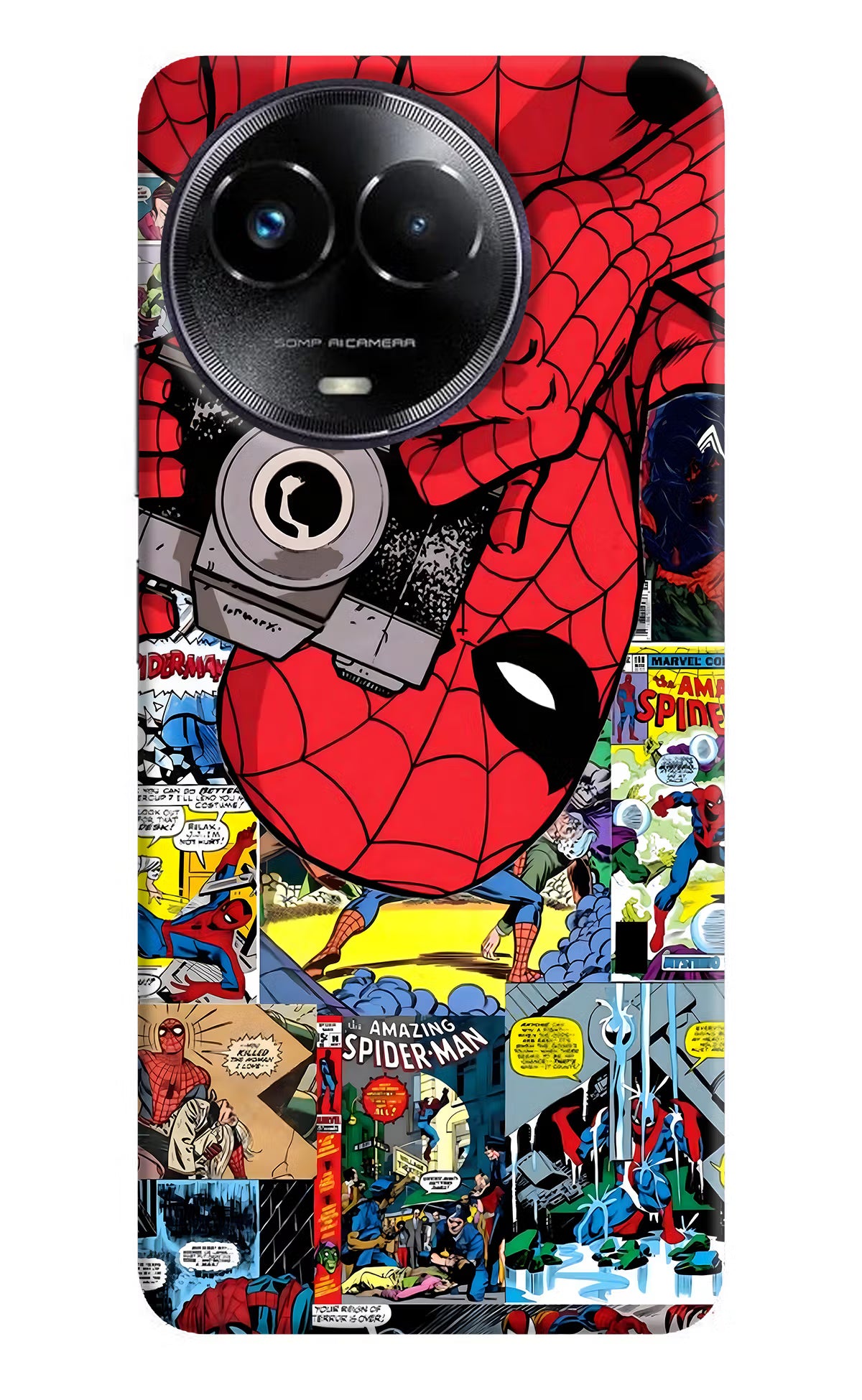 Spider Man Realme Narzo 60x Back Cover - Spider Man Realme Narzo 60x Hard Case Back Cover by Casekaro Spider Man Realme Narzo 60x Hard Case Back Cover by Casekaro