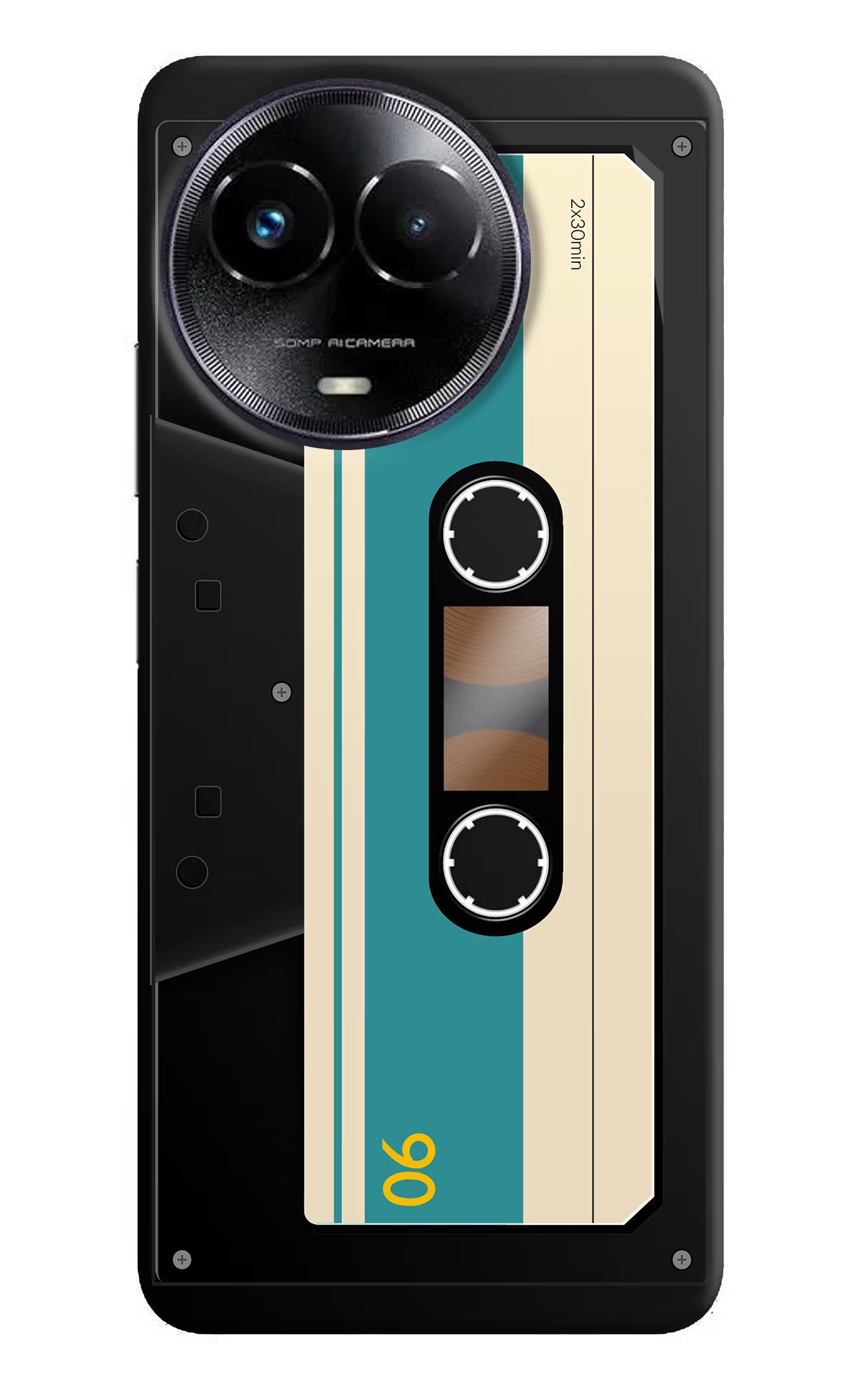 Cassette Realme Narzo 60x Back Cover - Cassette Realme Narzo 60x Hard Case Back Cover by Casekaro Cassette Realme Narzo 60x Hard Case Back Cover by Casekaro