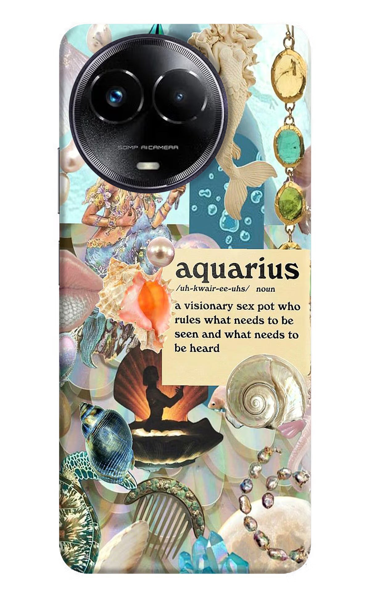 Aquarius Zodiac Realme Narzo 60x Back Cover - Aquarius Zodiac Realme Narzo 60x Hard Case Back Cover by Casekaro Aquarius Zodiac Realme Narzo 60x Hard Case Back Cover by Casekaro
