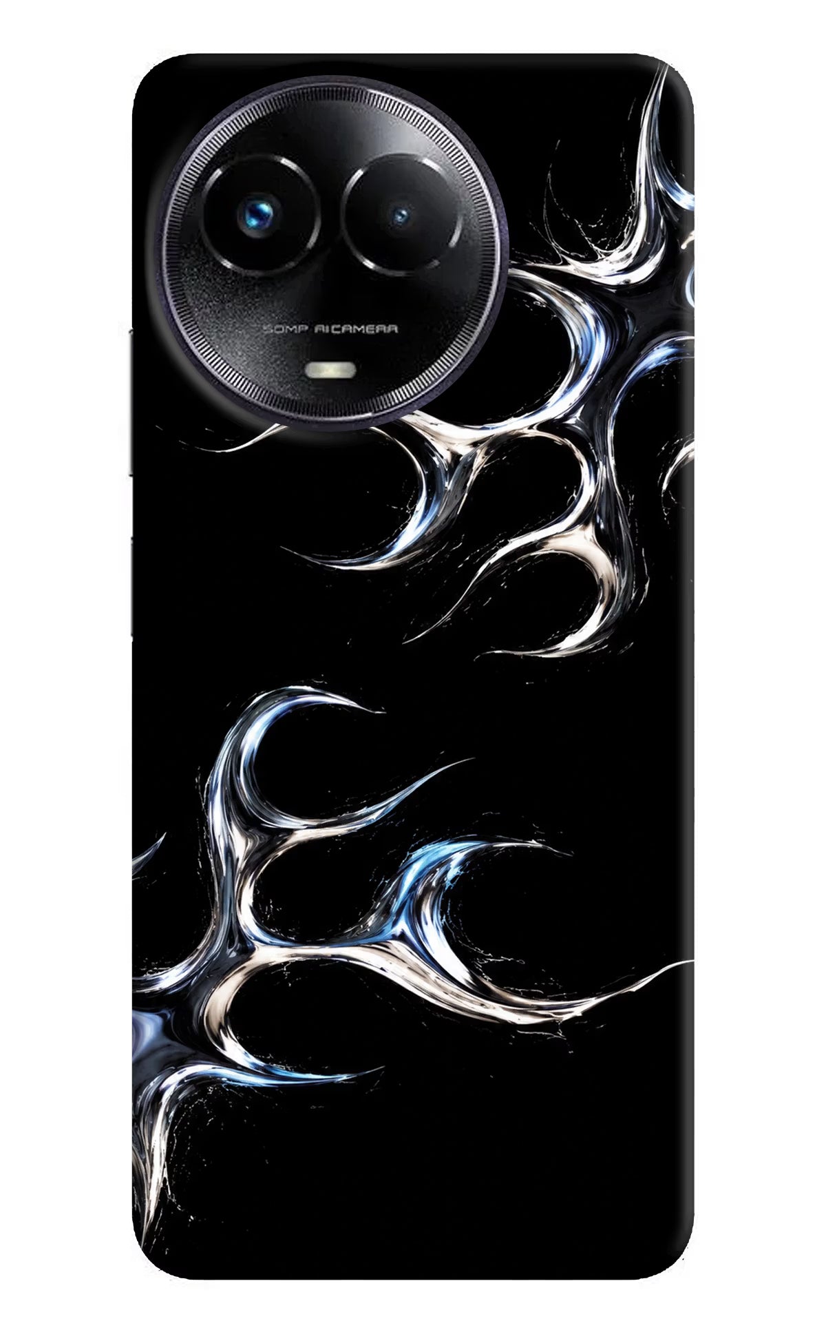 Chrome Tribal Realme Narzo 60x Back Cover - Chrome Tribal Realme Narzo 60x Hard Case Back Cover by Casekaro Chrome Tribal Realme Narzo 60x Hard Case Back Cover by Casekaro