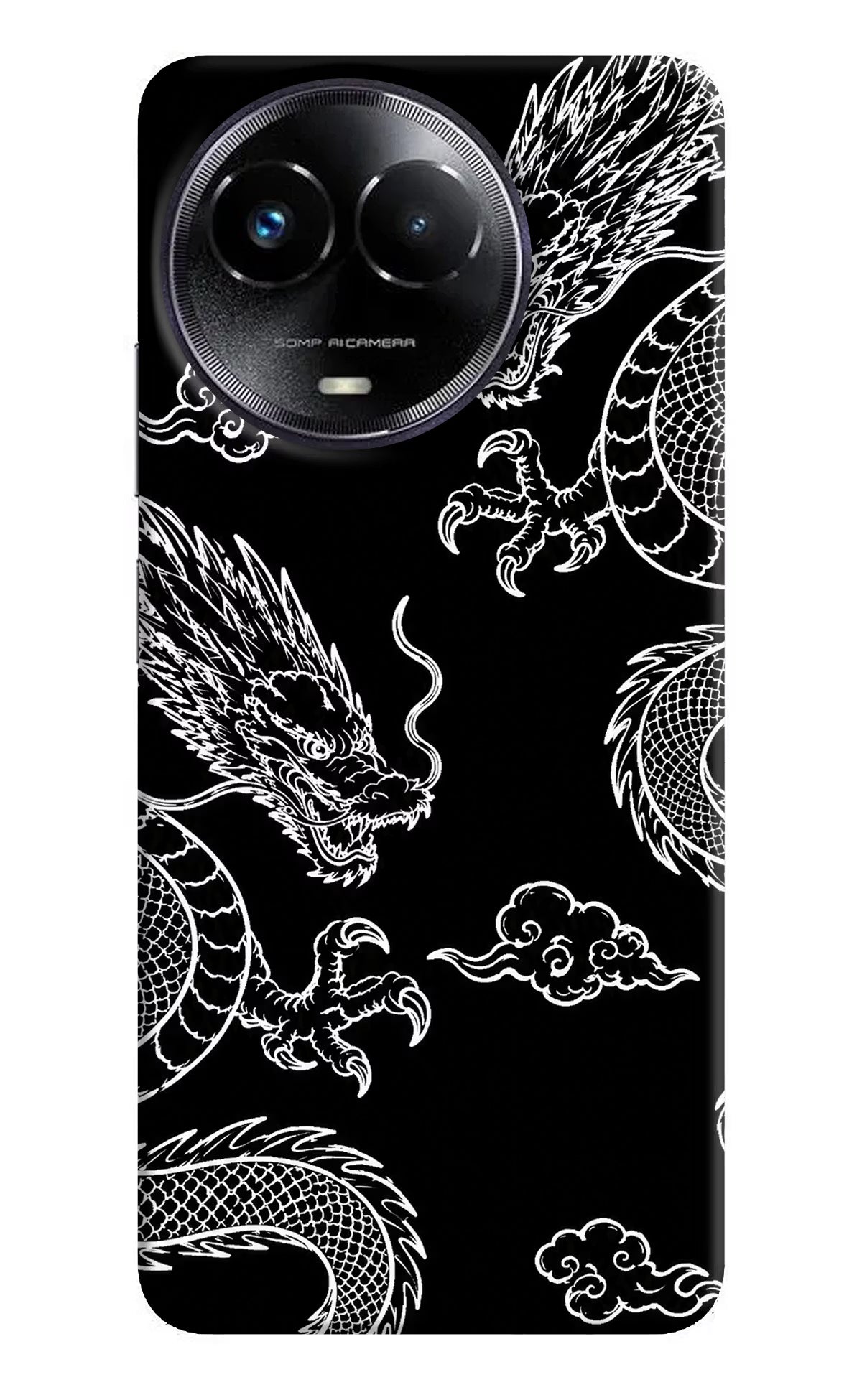 Twin Dragons Realme Narzo 60x Back Cover - Twin Dragons Realme Narzo 60x Hard Case Back Cover by Casekaro Twin Dragons Realme Narzo 60x Hard Case Back Cover by Casekaro