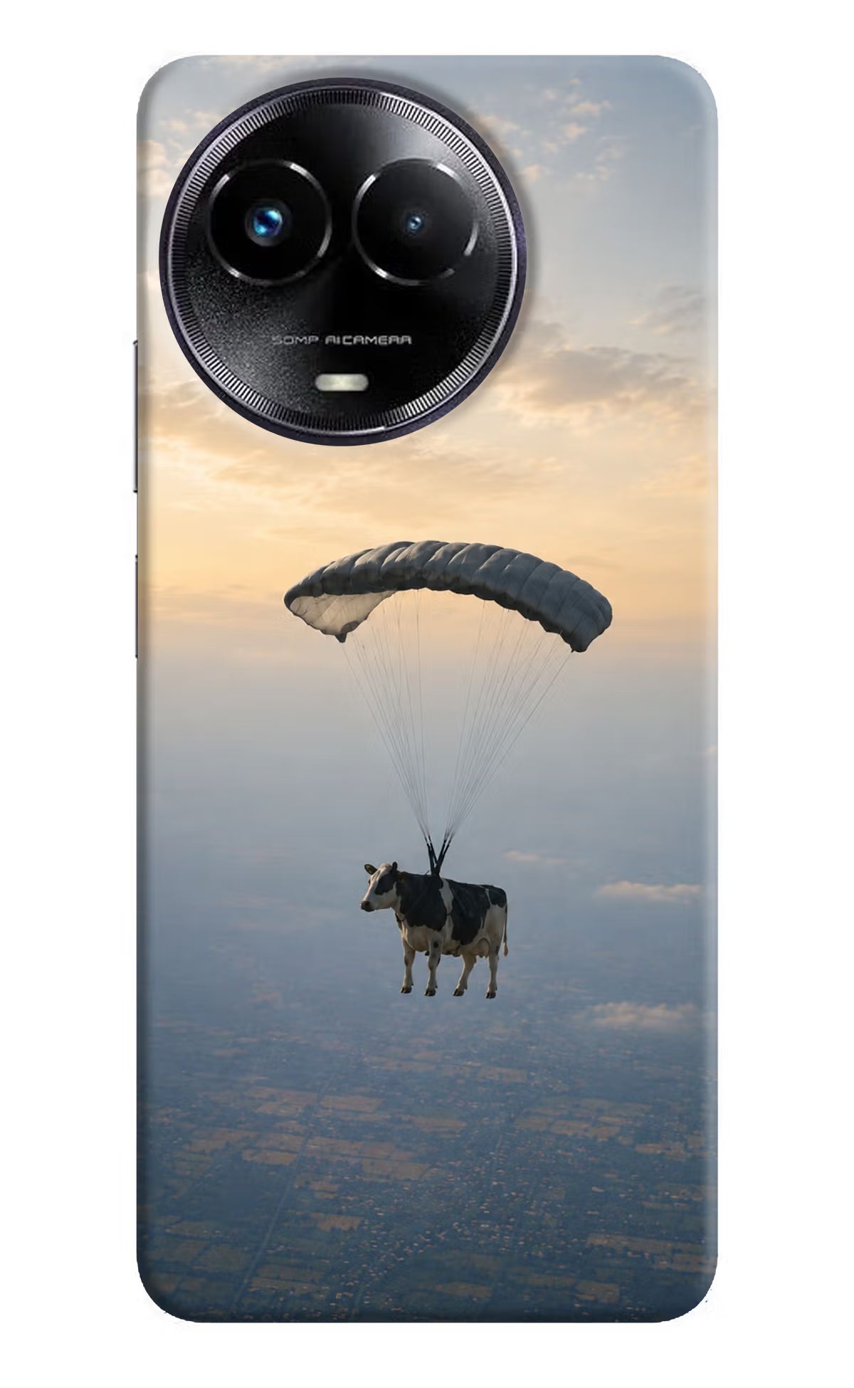 Skydiving Cow Realme Narzo 60x Back Cover - Skydiving Cow Realme Narzo 60x Back Cover Skydiving Cow Realme Narzo 60x Back Cover