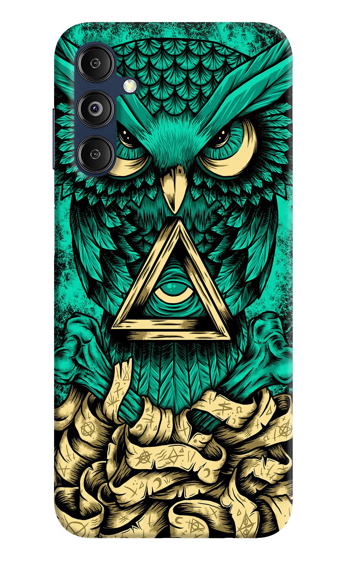 Green Owl Samsung M14 5G Back Cover - Green Owl Samsung M14 5G Hard Case Back Cover by Casekaro Green Owl Samsung M14 5G Hard Case Back Cover by Casekaro